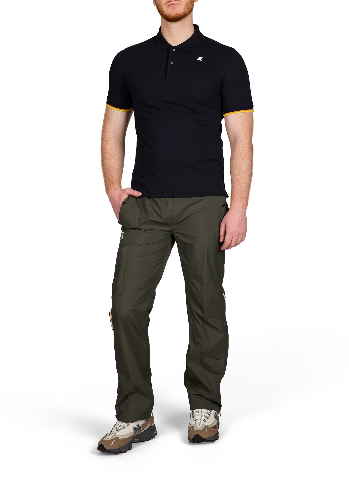 Polo manches courtes en coton mélangé K-WAY Bleu