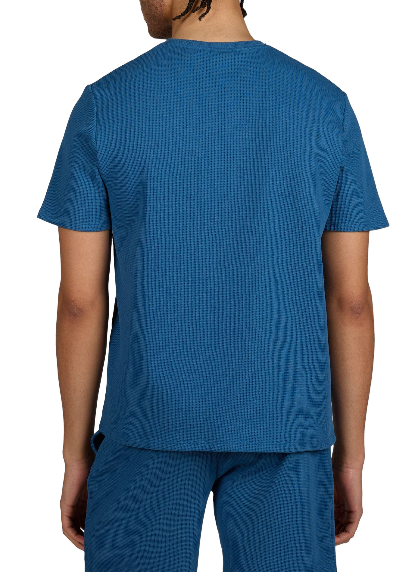 T-shirt à col rond en coton piqué mélangé BOSS Bleu