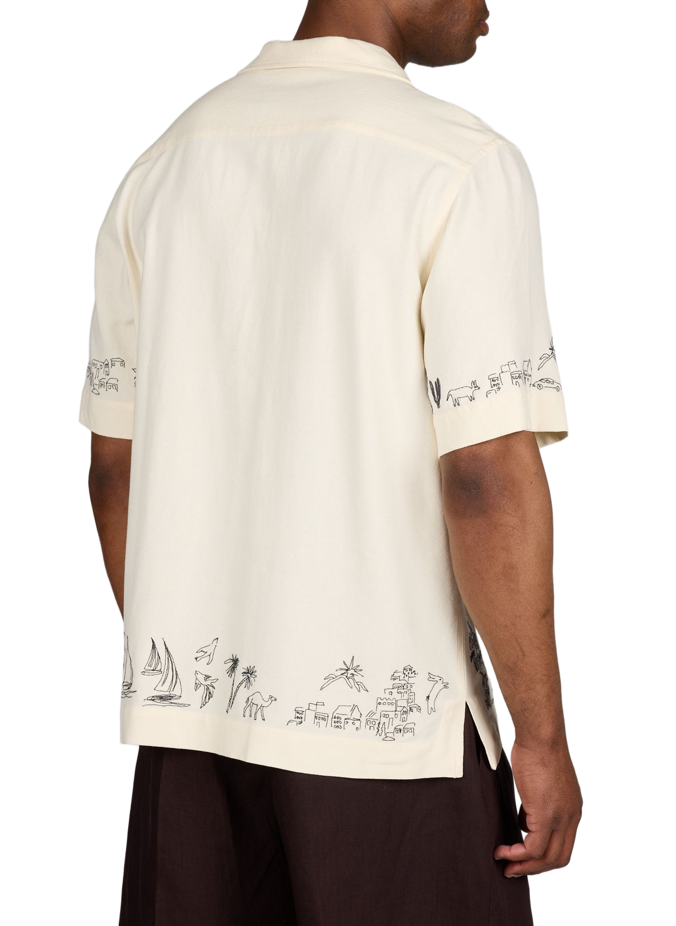 Straight embroidered shirt with short sleeves PAUL SMITH Beige
