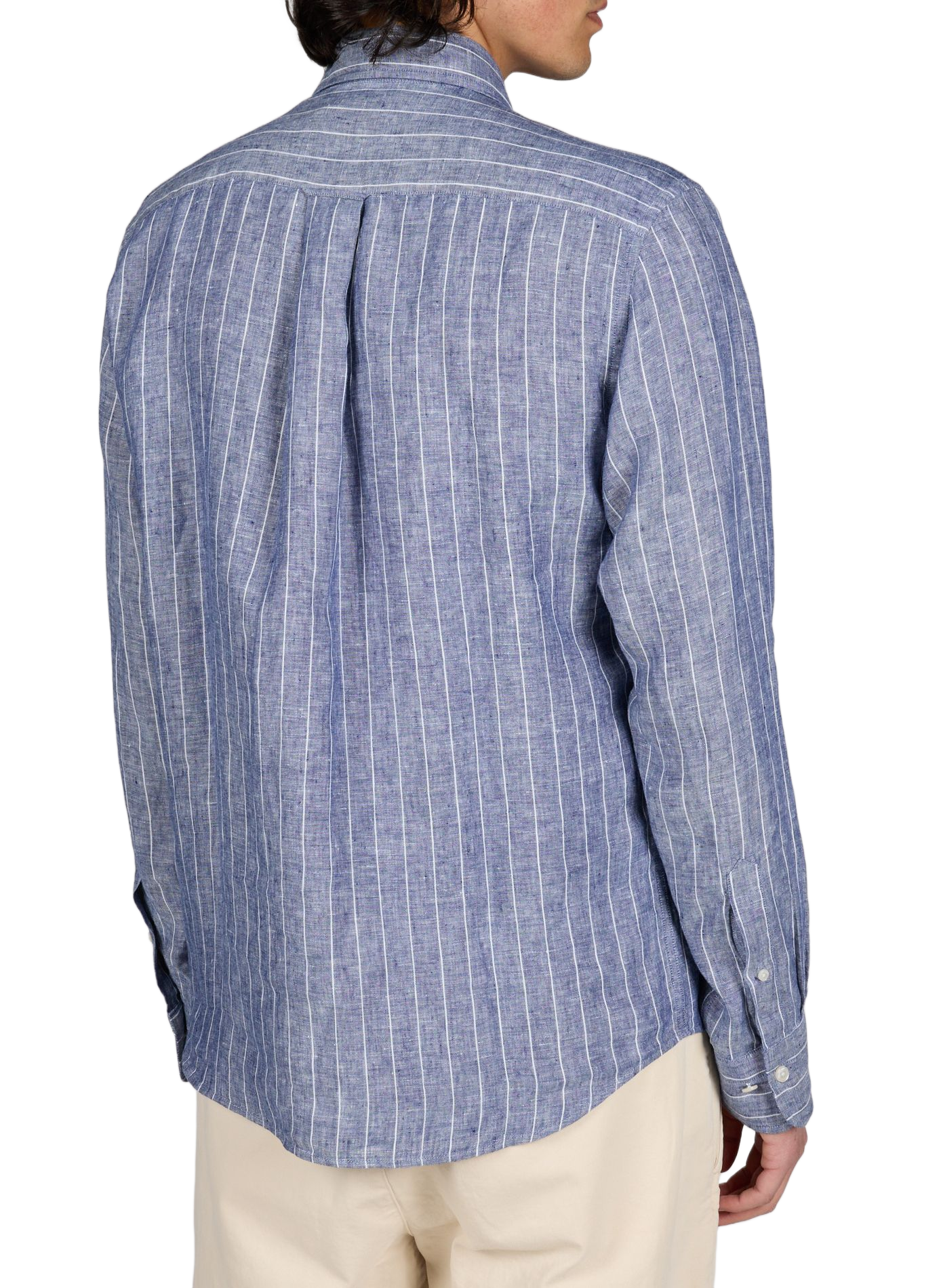 Chemise droite à rayures en lin GANT Bleu