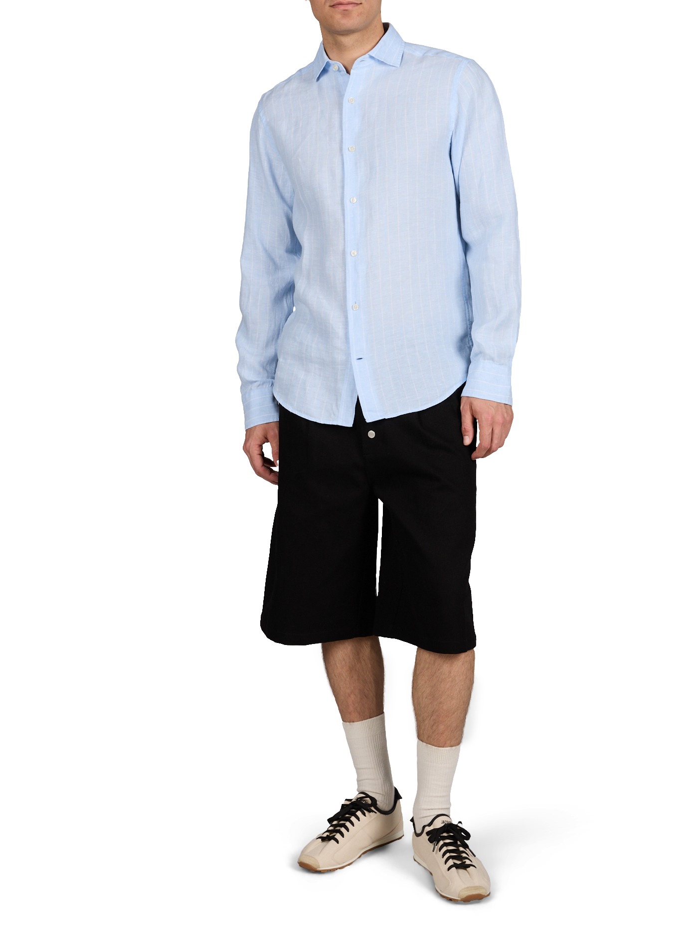 Chemise droite à rayures en lin GANT Bleu