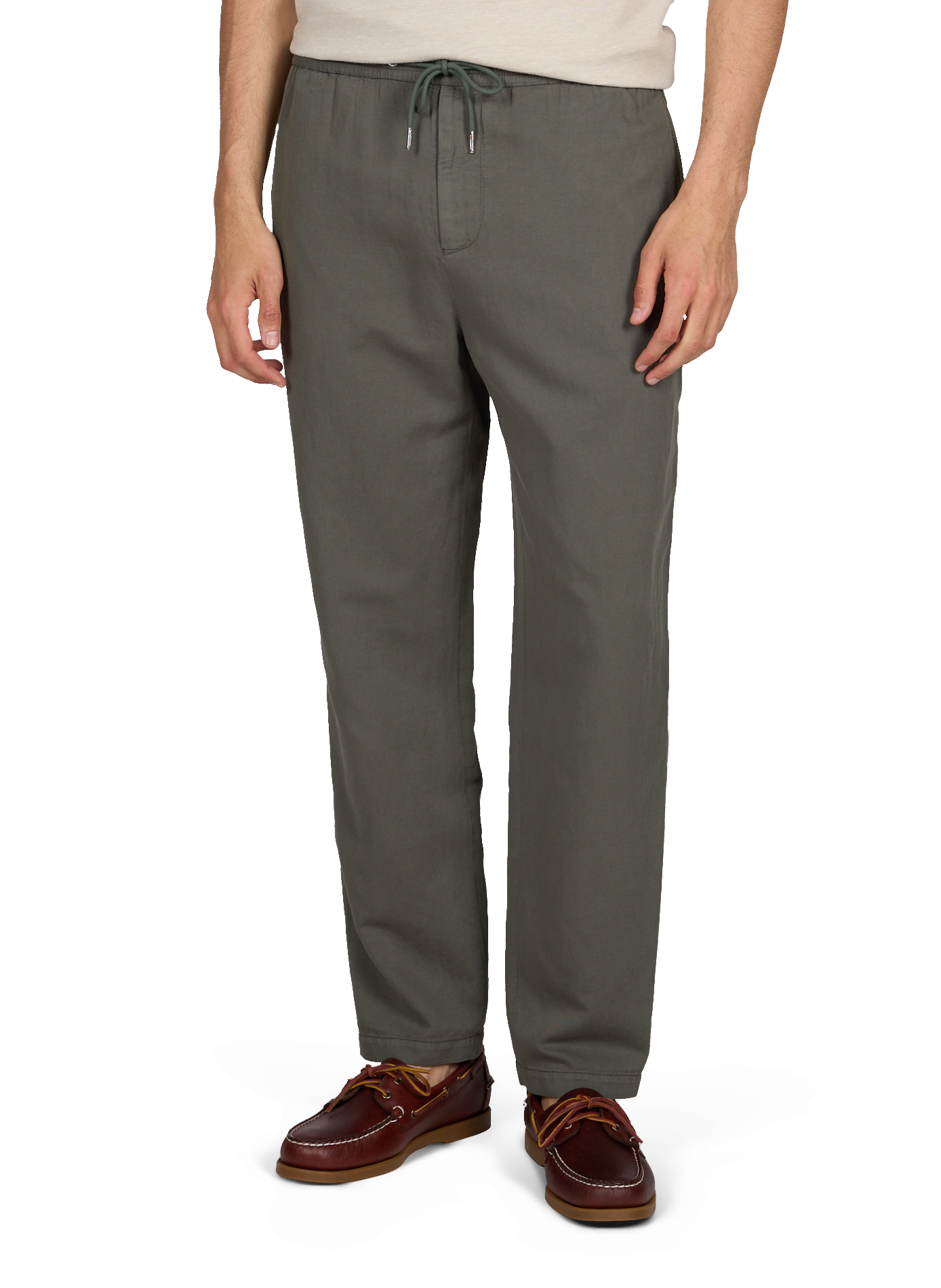 Weite Hose aus Baumwolle und Leinenmischung EDEN PARK Khaki