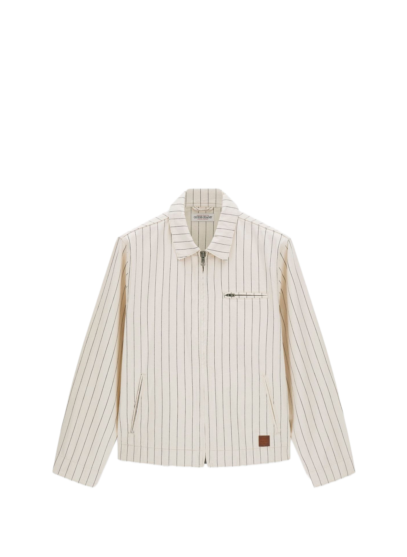 Cotton denim striped jacket GUESS Beige