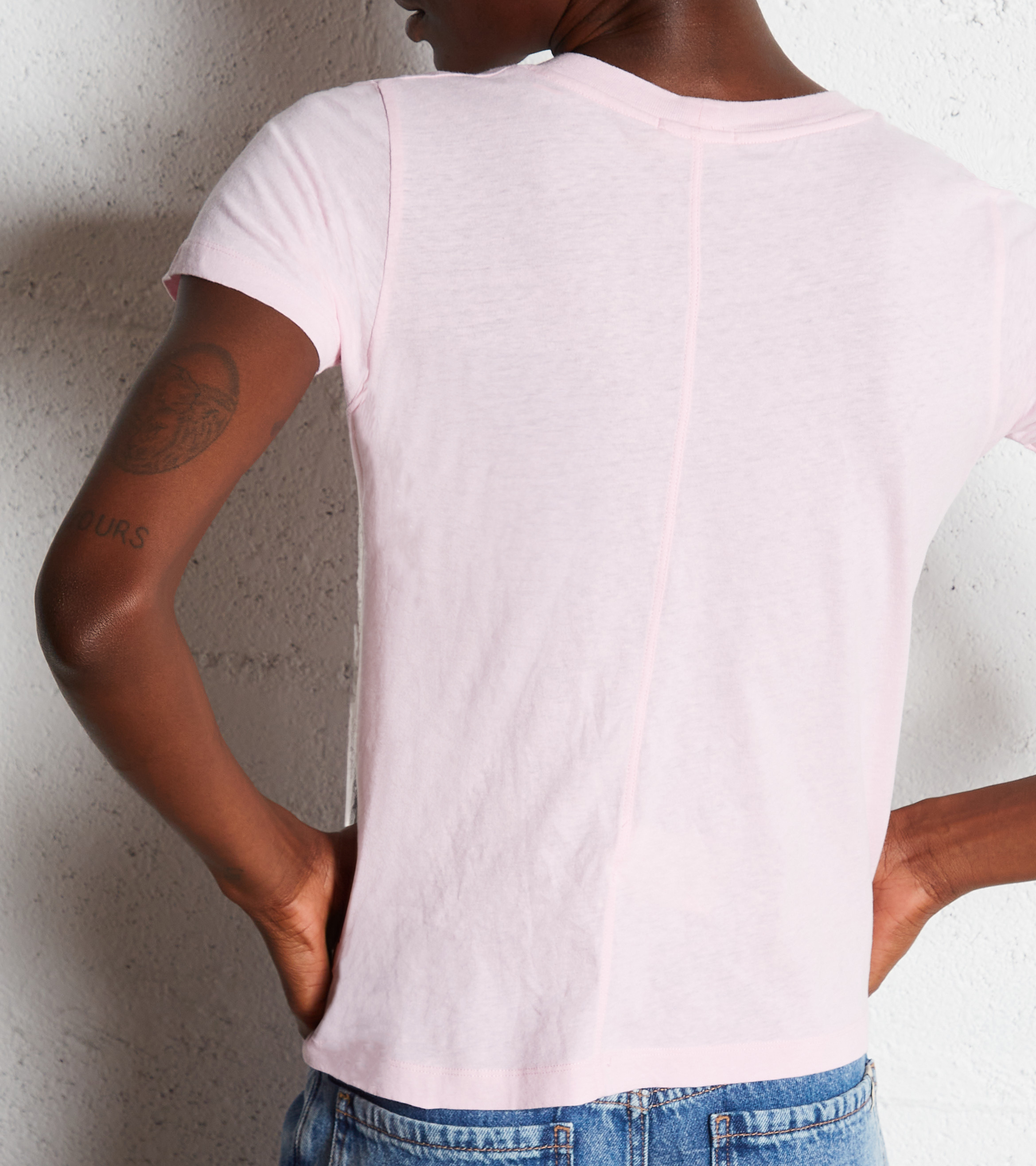 Tee-shirt col rond en coton gamipy AMERICAN VINTAGE Rose