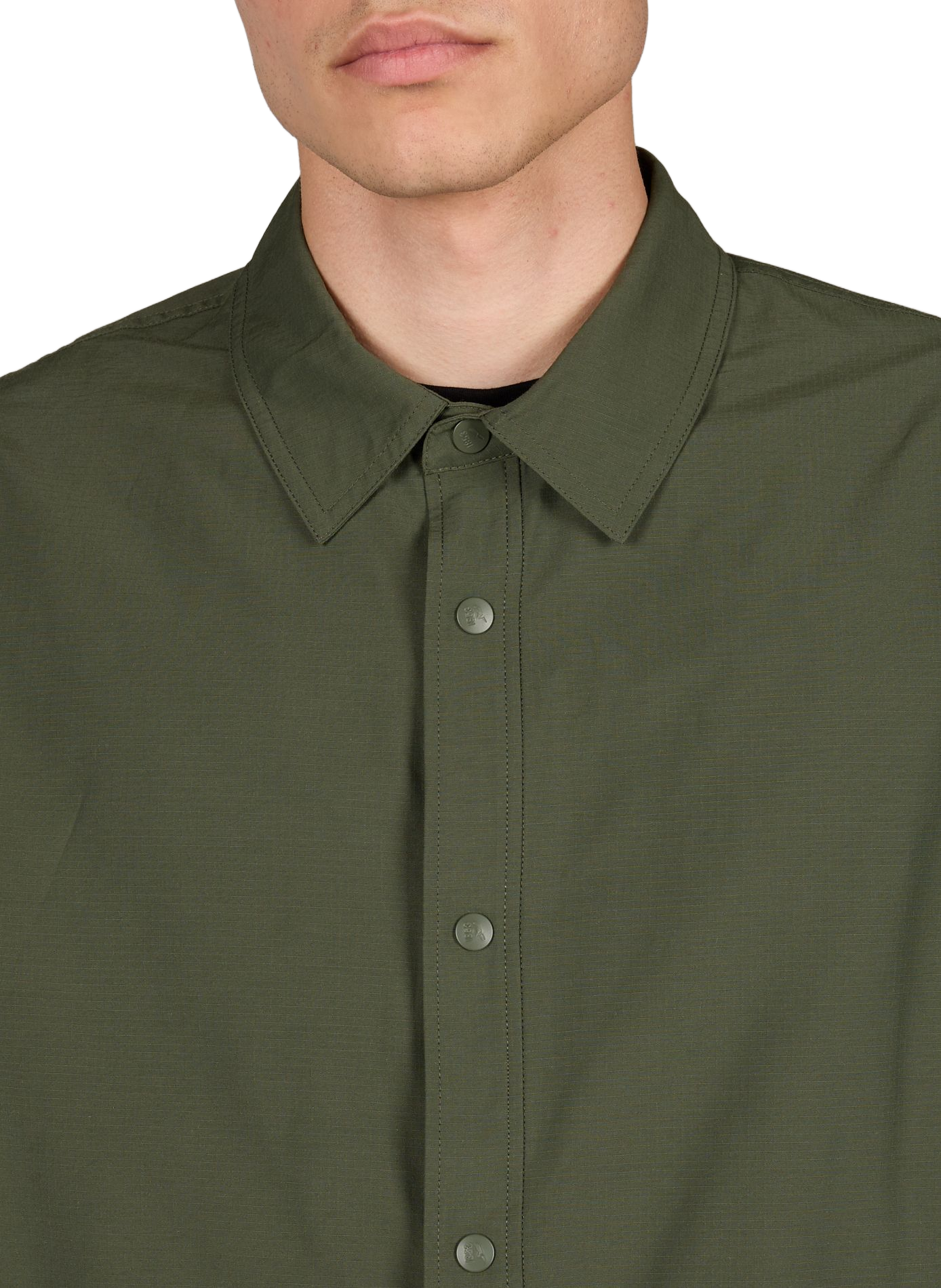 Solid overshirt with classic collar AIGLE Khaki