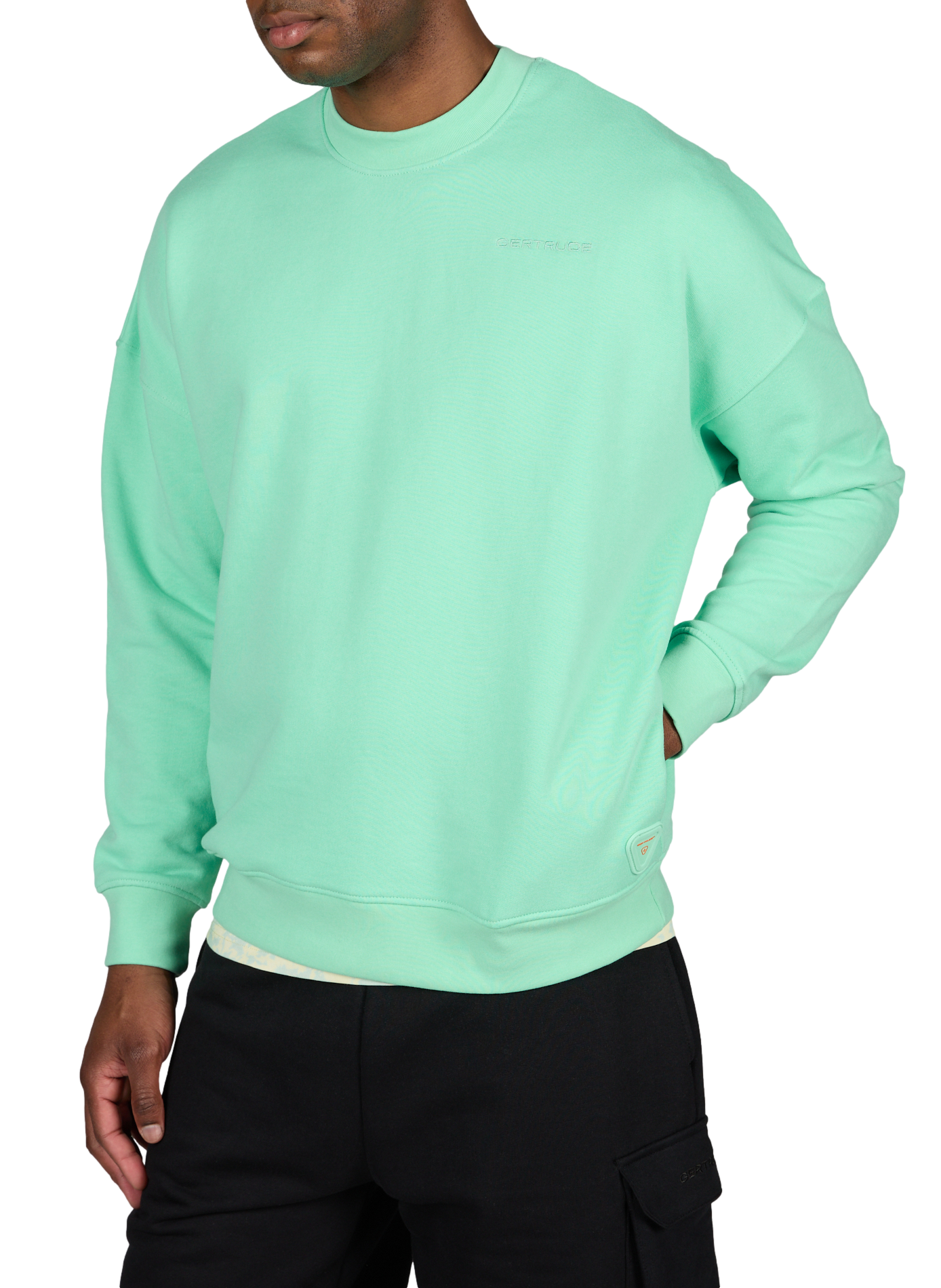 Oversized cotton sweatshirt with printed back GERTRUDE ET GASTON Green