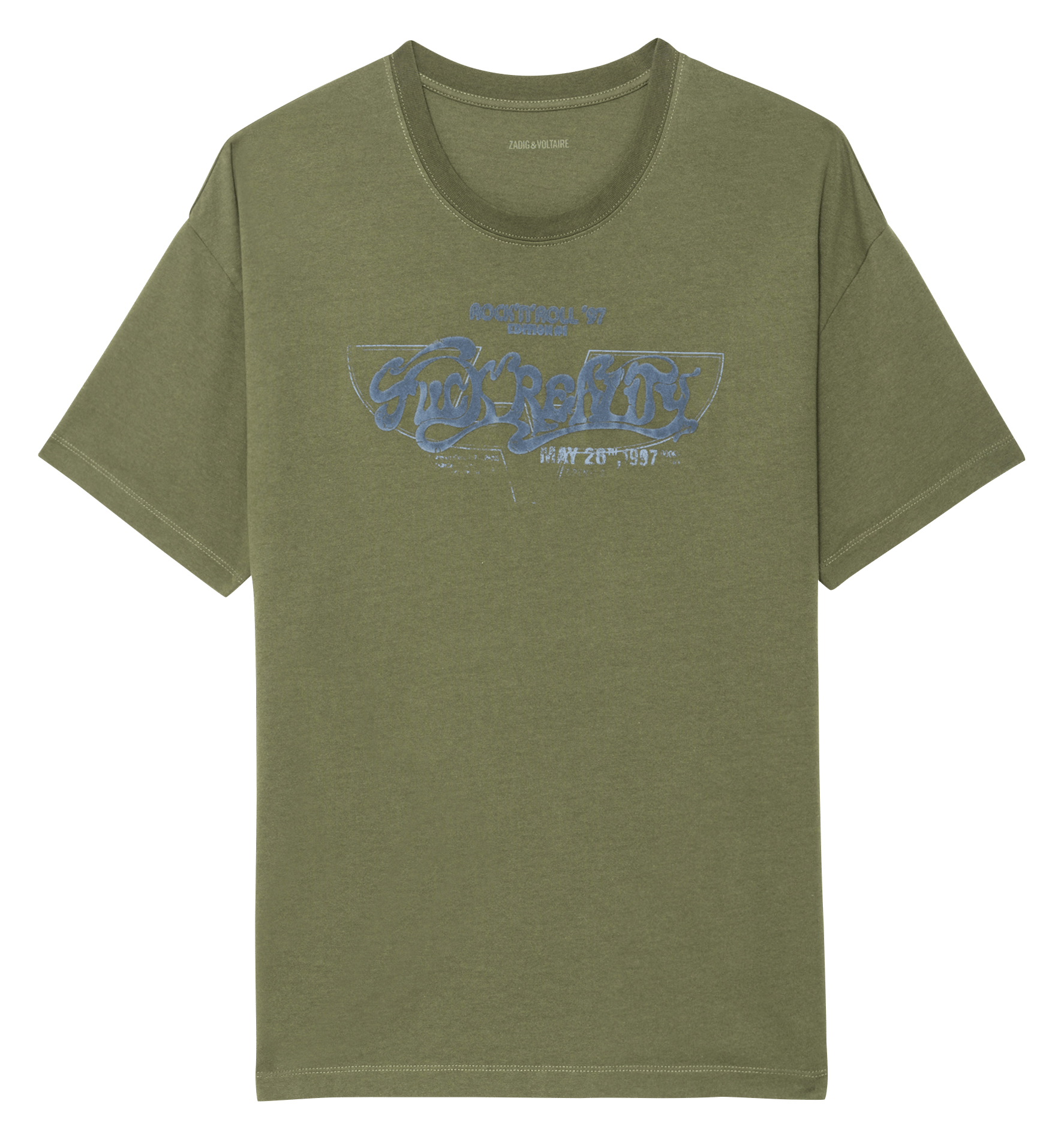 Tee-shirt droit col rond sérigraphié en coton bio toddy ZADIG&VOLTAIRE Kaki