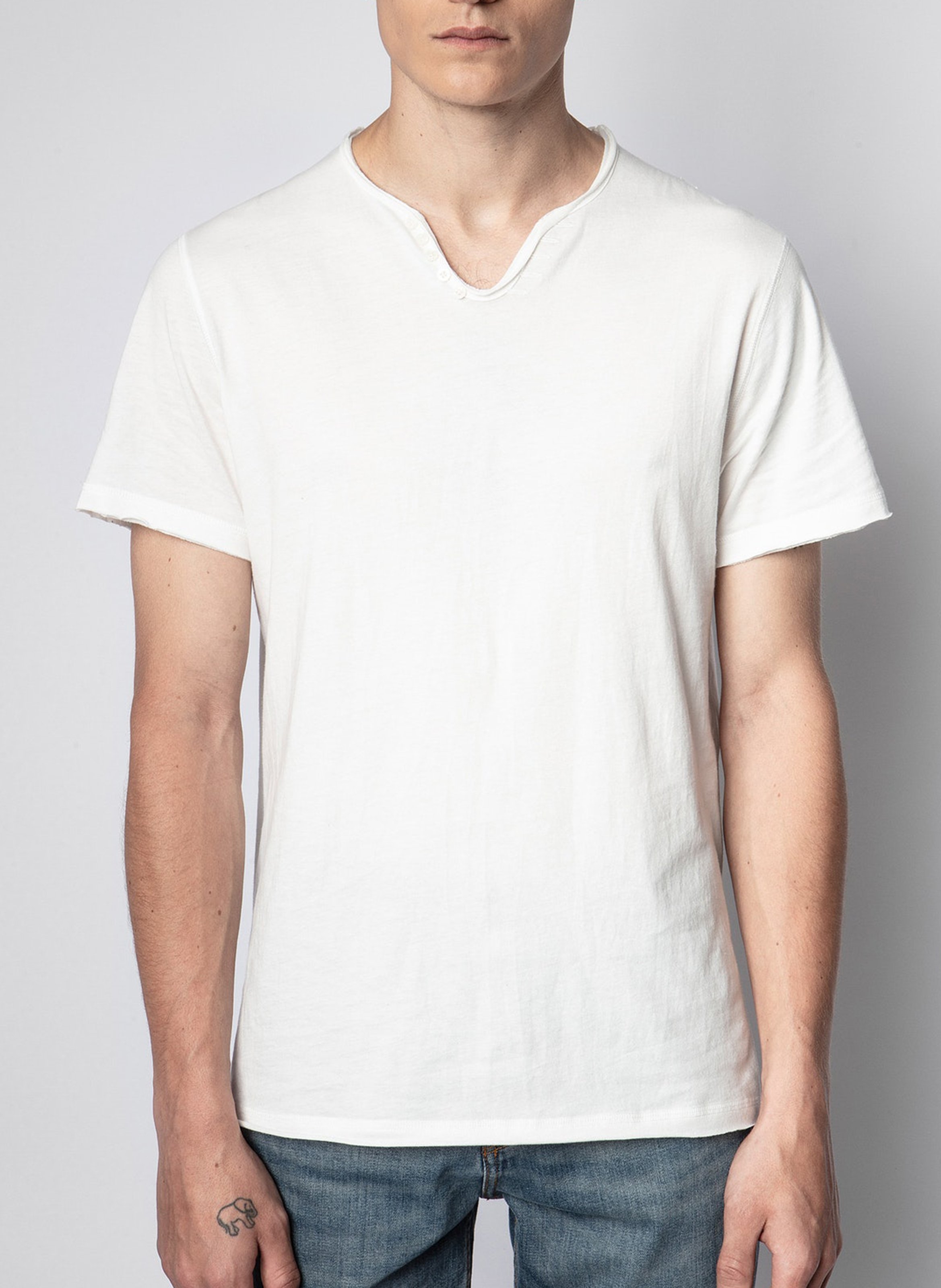 Tee-shirt col tunisien regular-fit en coton monastir ZADIG&VOLTAIRE Blanc