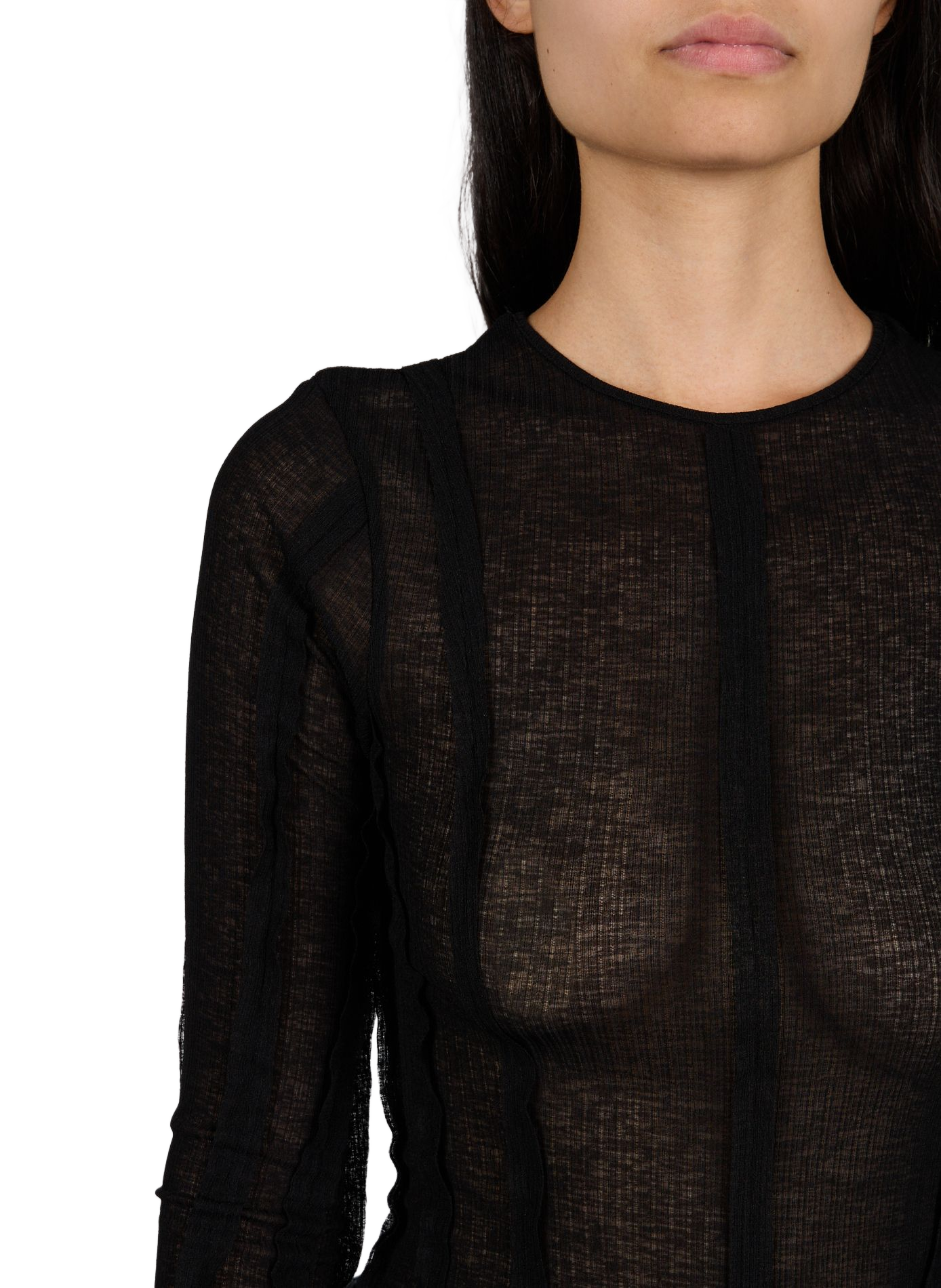 Eng anliegendes T-Shirt Belma mit langen Ärmeln TOPSHOP Schwarz