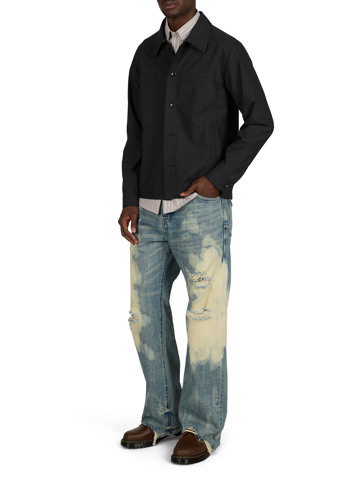 Striped Zander shirt NN.07 Grey