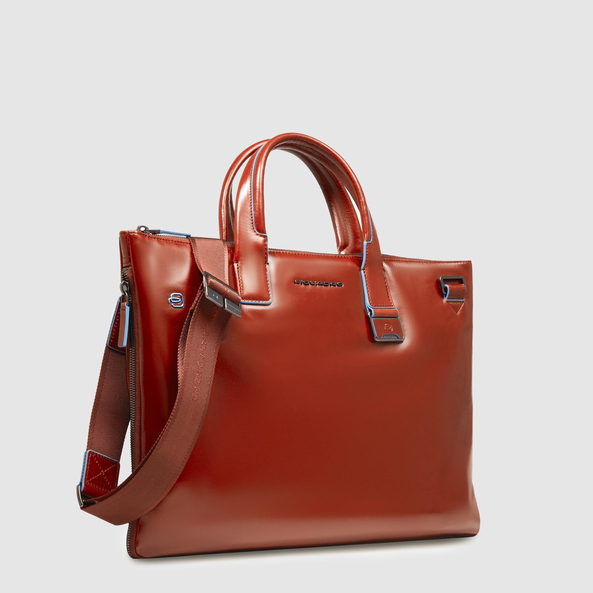 Slanke laptoptas 15,6", uitbreidbaar PIQUADRO Bruin