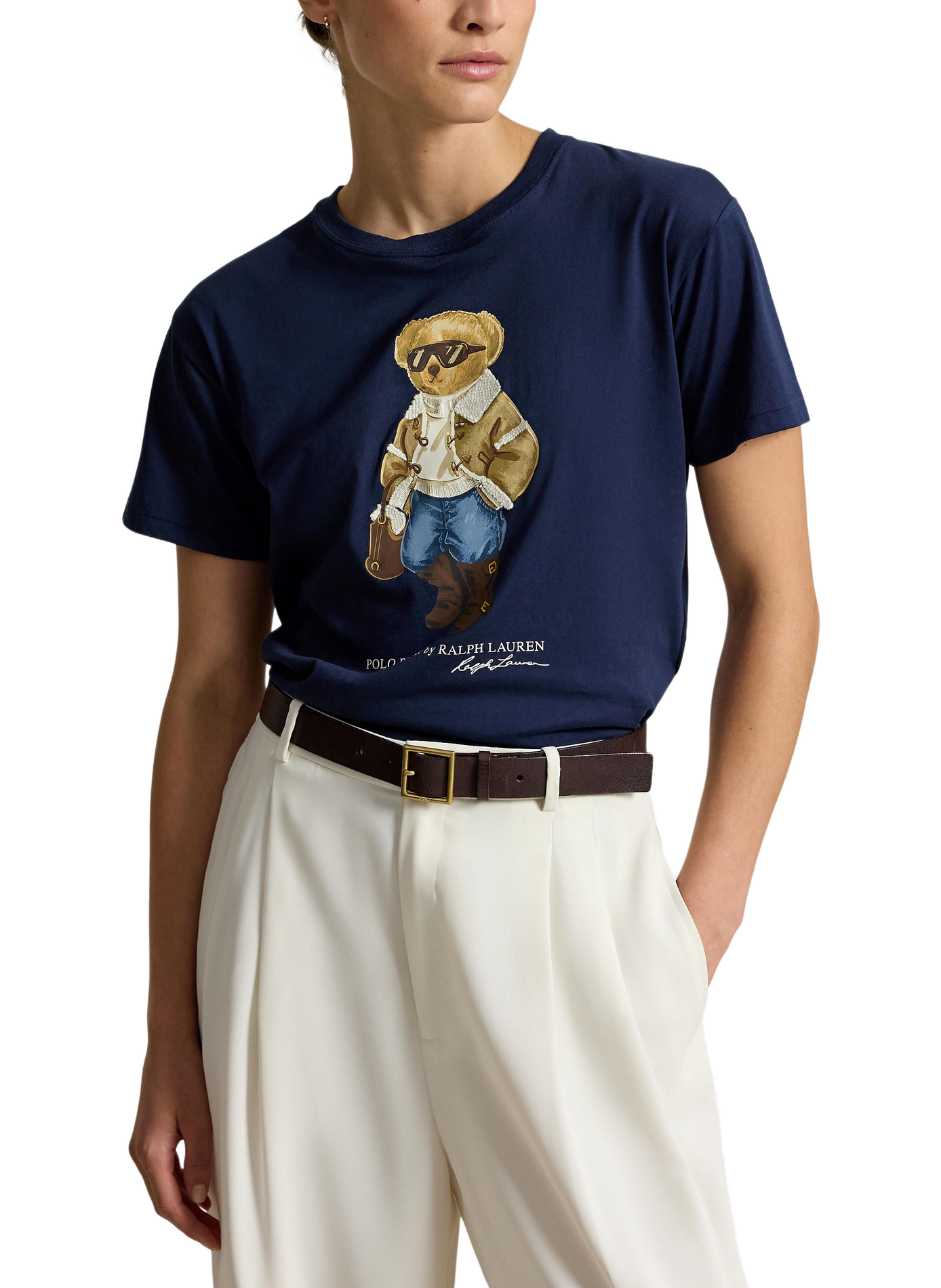 Gerade geschnittenes T-Shirt aus bedruckter Baumwolle POLO RALPH LAUREN Blau
