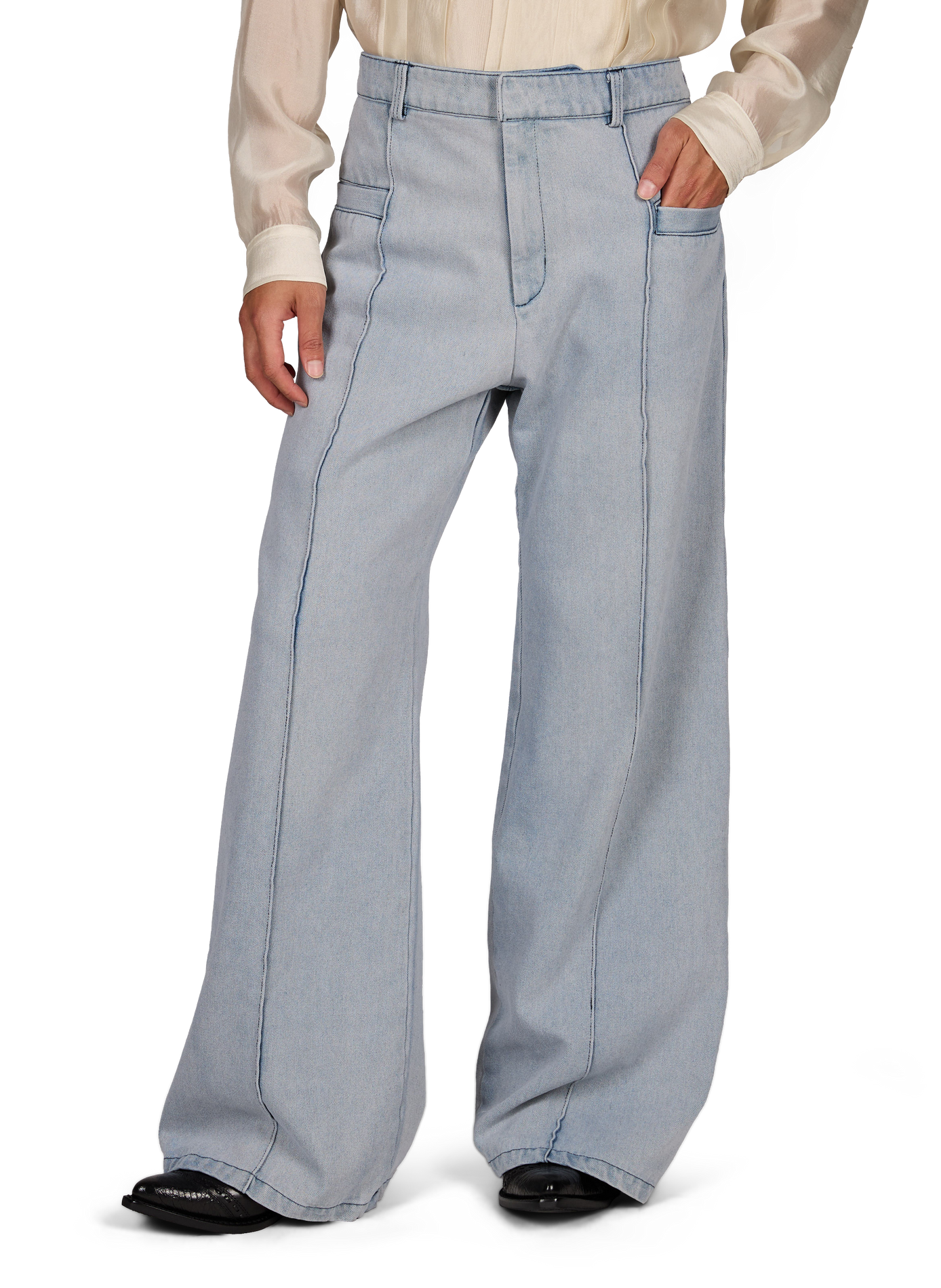 Jean large Decisiones en denim de coton CAMPILLO Bleu