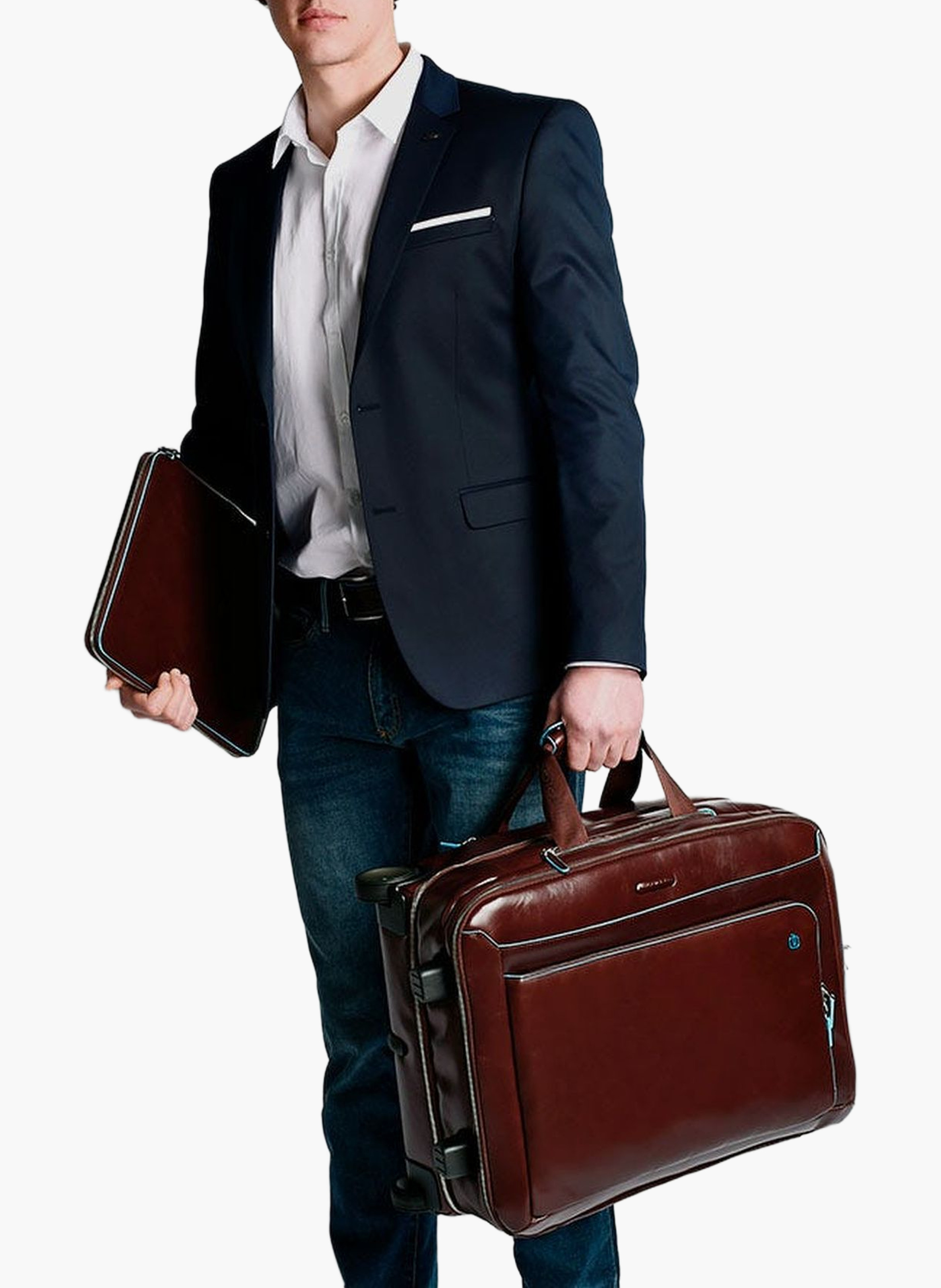 Valise à roulettes cabine avec coque à vêtements | Rouge PIQUADRO Homme