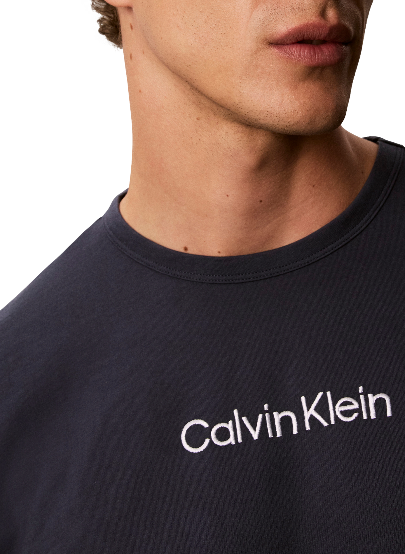Pyjama-T-Shirt mit Baumwoll-Logo. CALVIN KLEIN Blau
