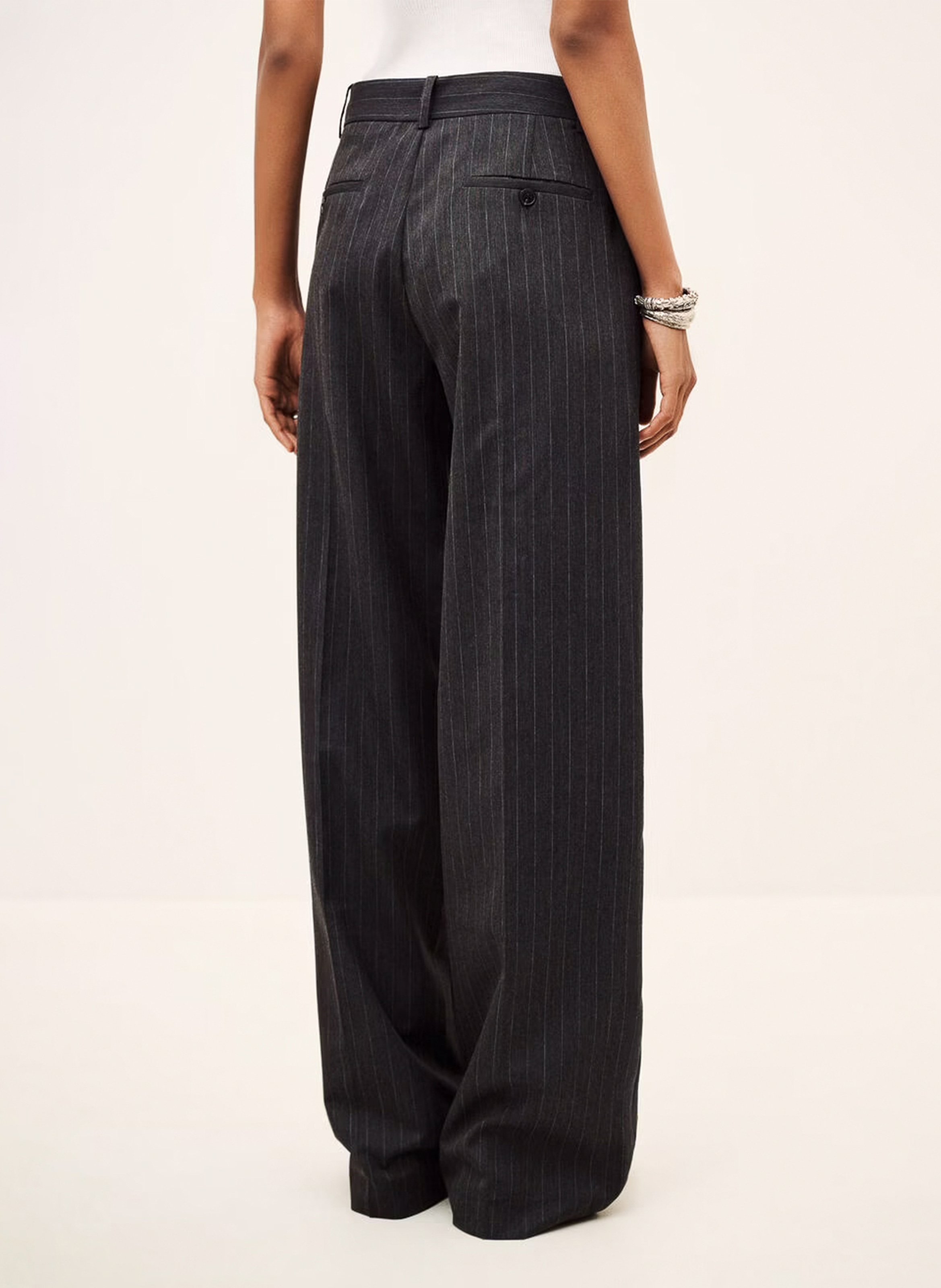 Pantalon tailleur droit à rayures disty BA&SH Gris