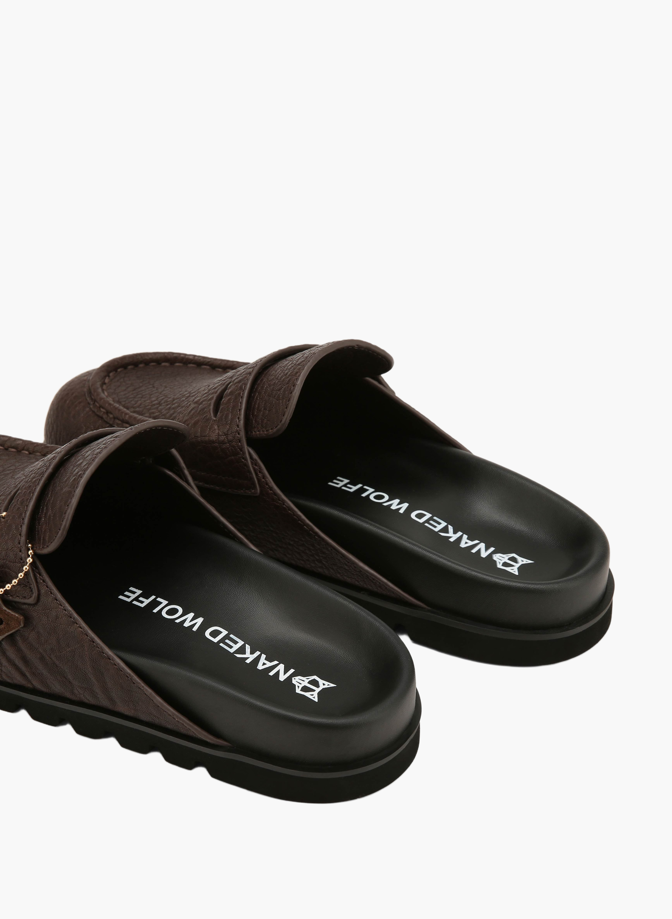 Mules cord en cuir foulonné | Marron NAKED WOLFE Homme
