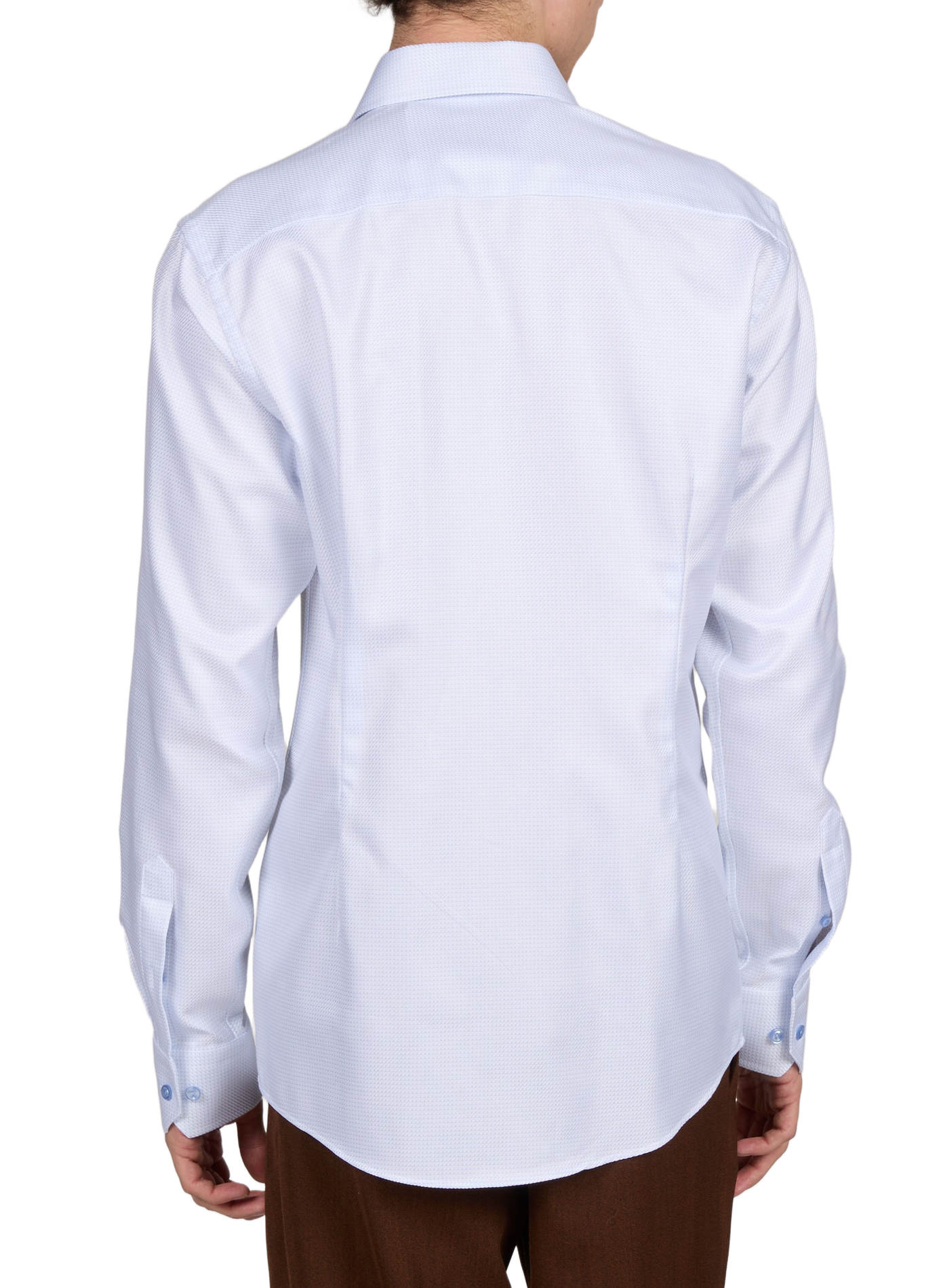 Straight-cut cotton shirt with a classic collar and pattern ETON Blue