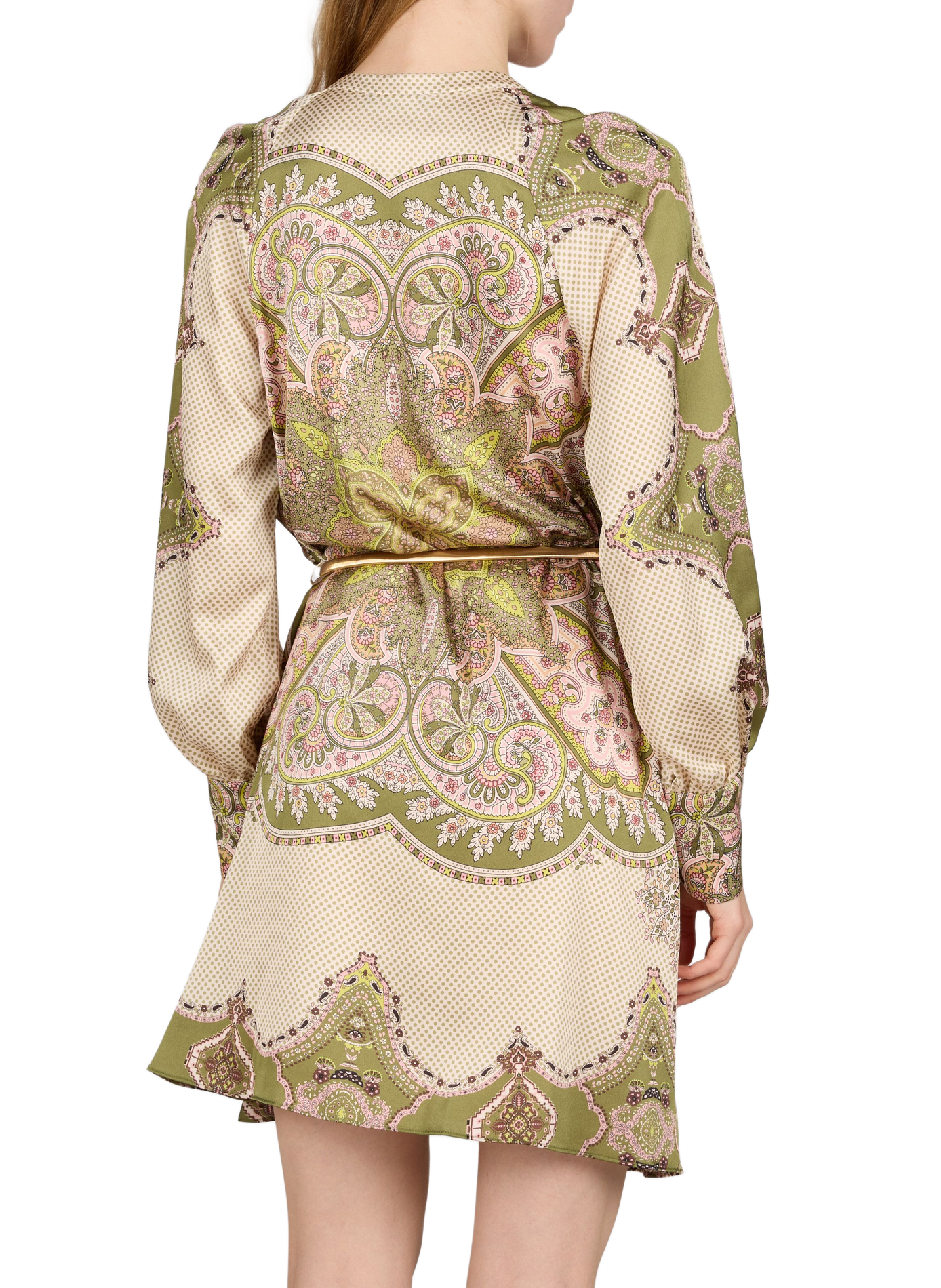Flared V-neck printed dress GUESS Multicolour
