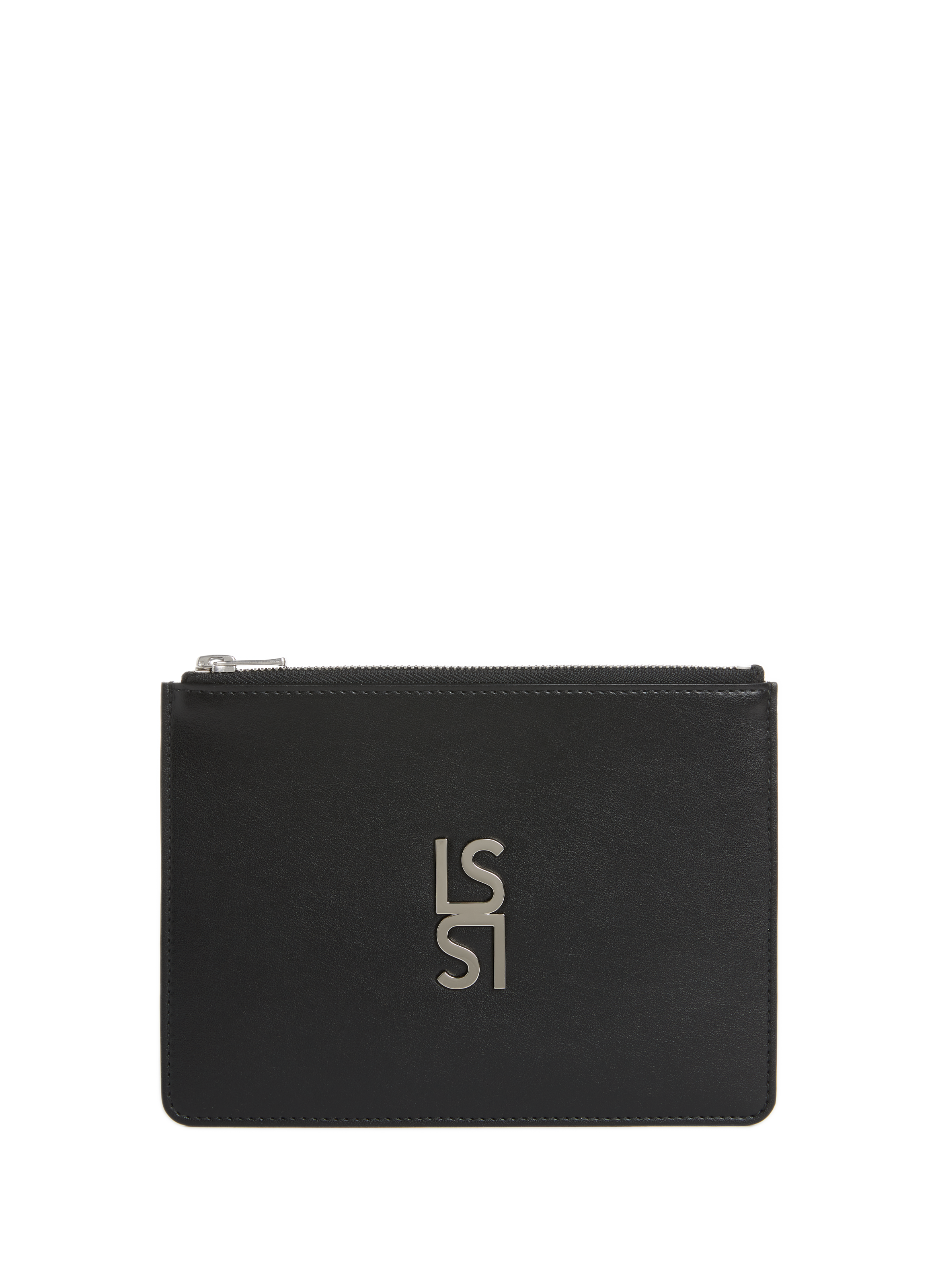 LA SINGULIERE & LE SINGULIER Smooth leather pouch Black