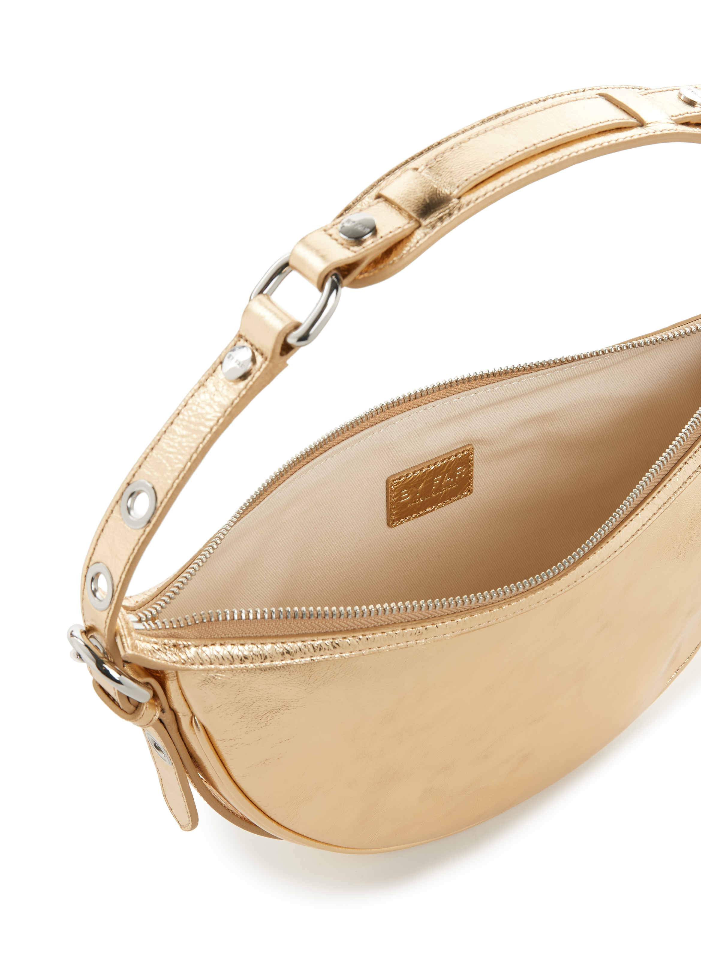 Sac porté épaule Gib en cuir métallisé BY FAR Doré