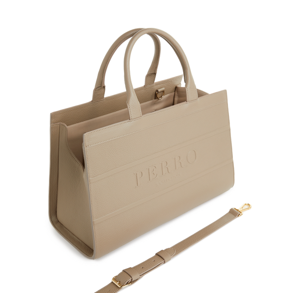 Perro Leather Pet Travel Bag In Neutral