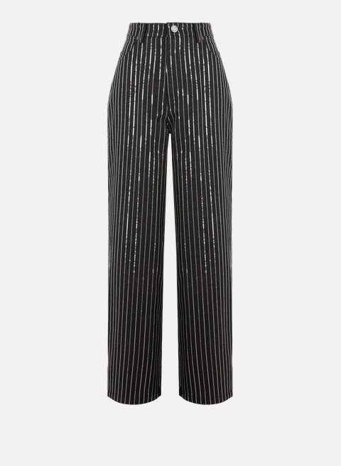 Sequined striped jeans BlackROTATE 