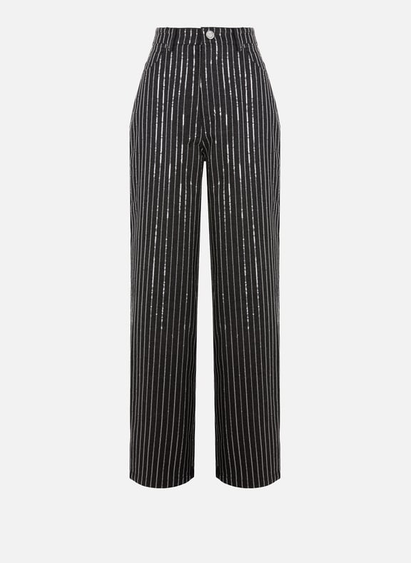 Sequinned stripe jeans Black by ROTATE ROTATE Sequinned stripe jeans Black