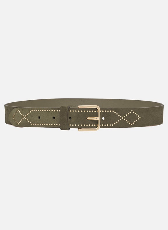 Ceinture en cuir velours - hailey Kaki by GERARD DAREL GERARD DAREL Ceinture en cuir velours - hailey Kaki