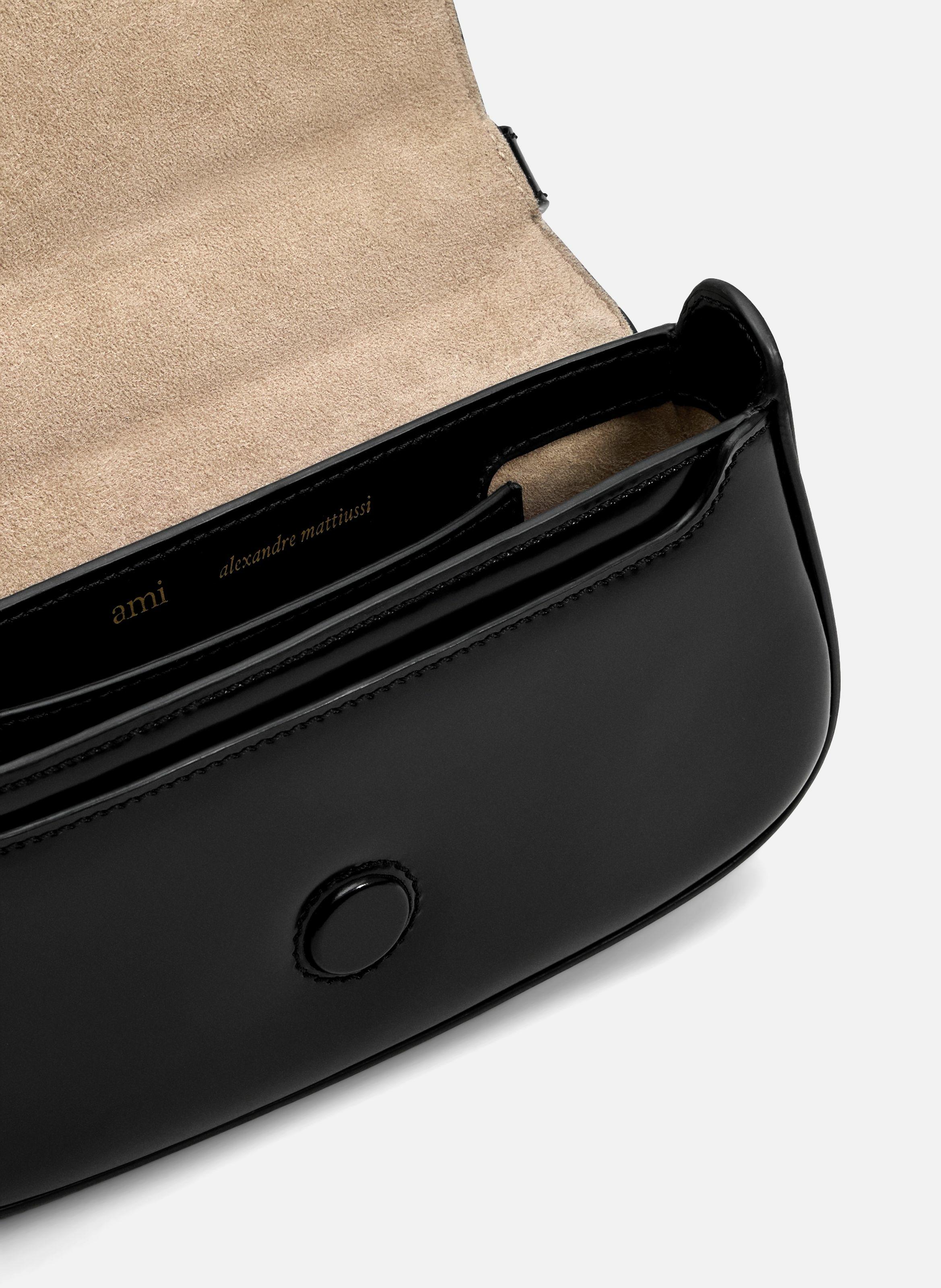 Sac porté croisé paris paris petit en cuir glacé unisexe Noir