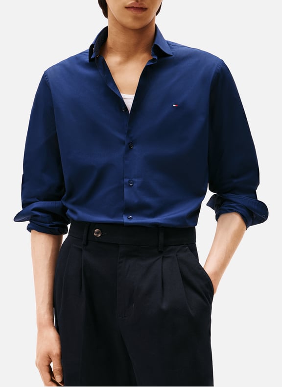 Chemise slim en coton mélangé Bleu by TOMMY HILFIGER TOMMY HILFIGER Chemise slim en coton mélangé Bleu