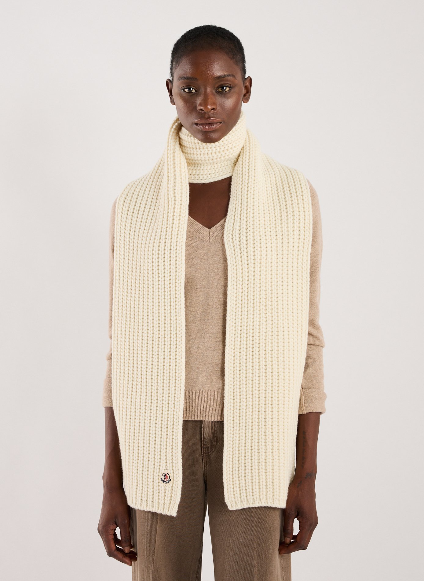 Wool and cashmere scarf MONCLER White