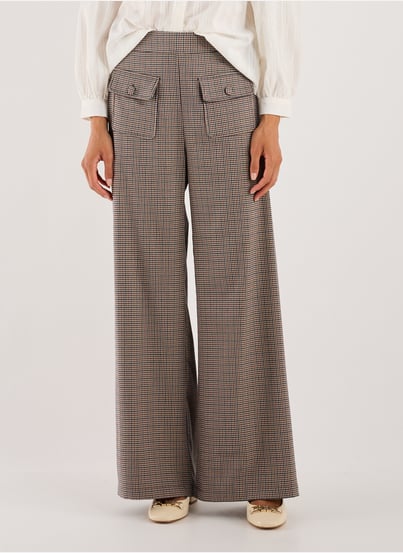 Pantalon large à imprimé pied-de-poule SUNCOO Pantalon large à imprimé pied-de-poule SUNCOO