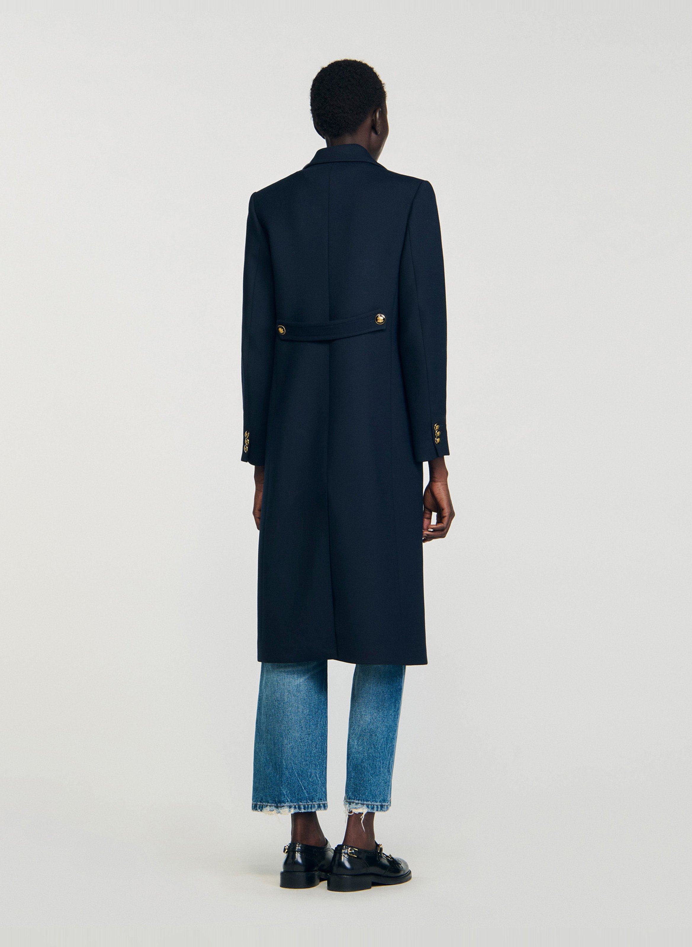Manteau col tailleur SANDRO Bleu