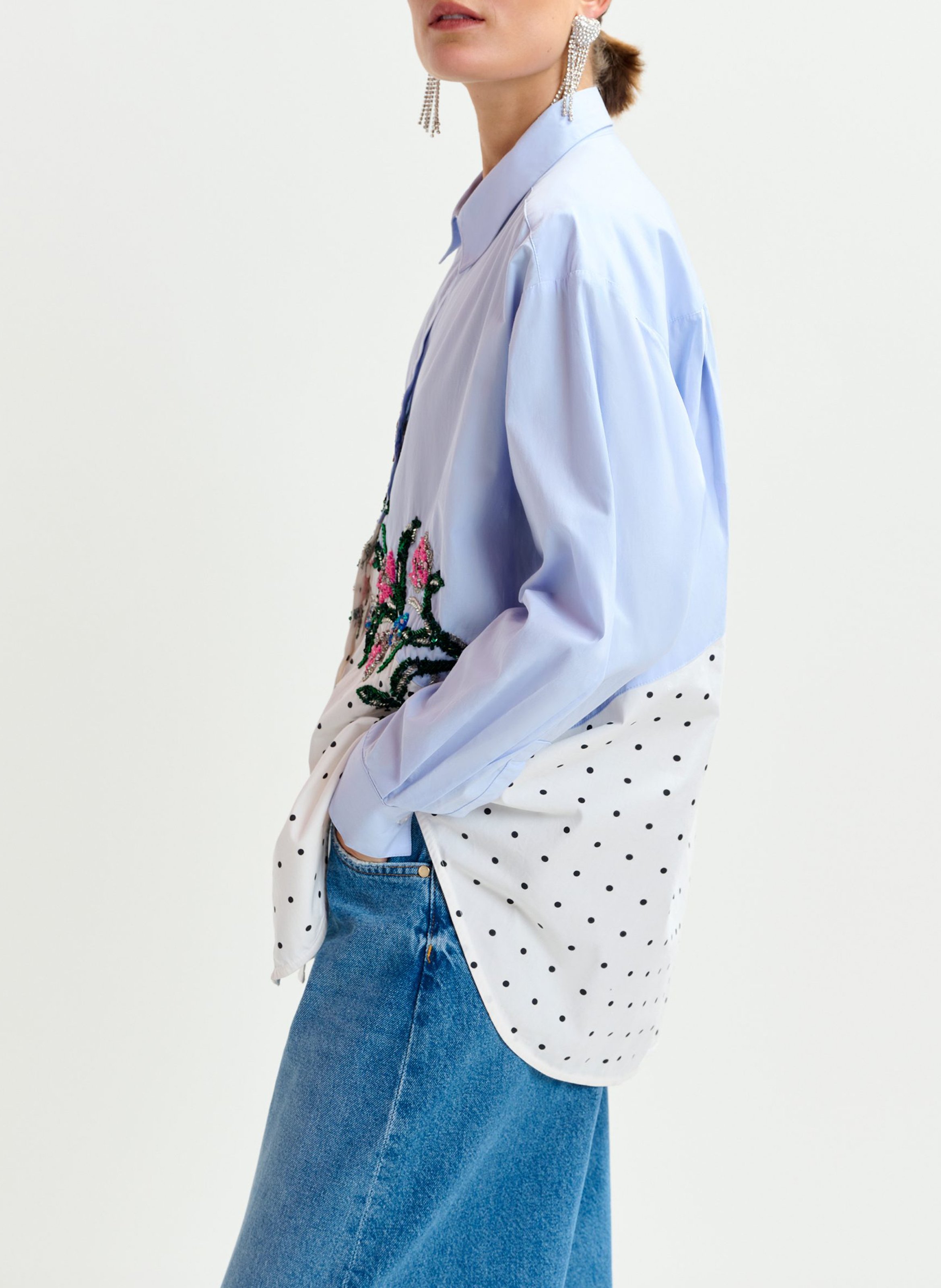 Chemise oversize fantaisie en coton Independence ESSENTIEL ANTWERP Bleu