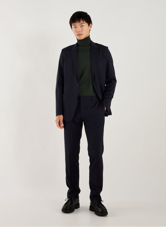 Veste de costume col tailleur en laine mélangée | Bleu by AU PRINTEMPS PARIS Veste de costume col tailleur en laine mélangée Bleu