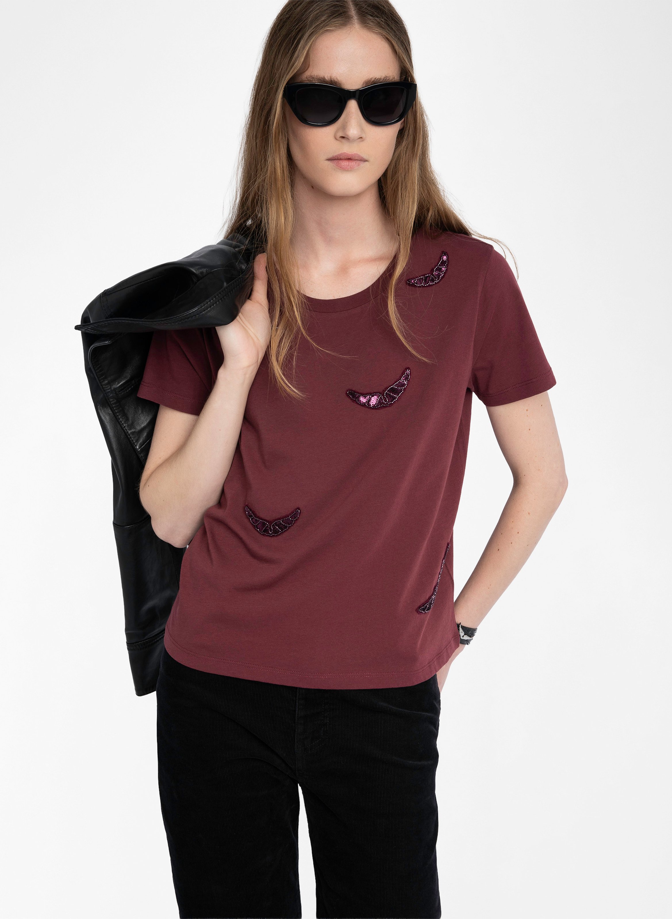 ZADIG&VOLTAIRE Tee-shirt droit col rond en coton alys Violet