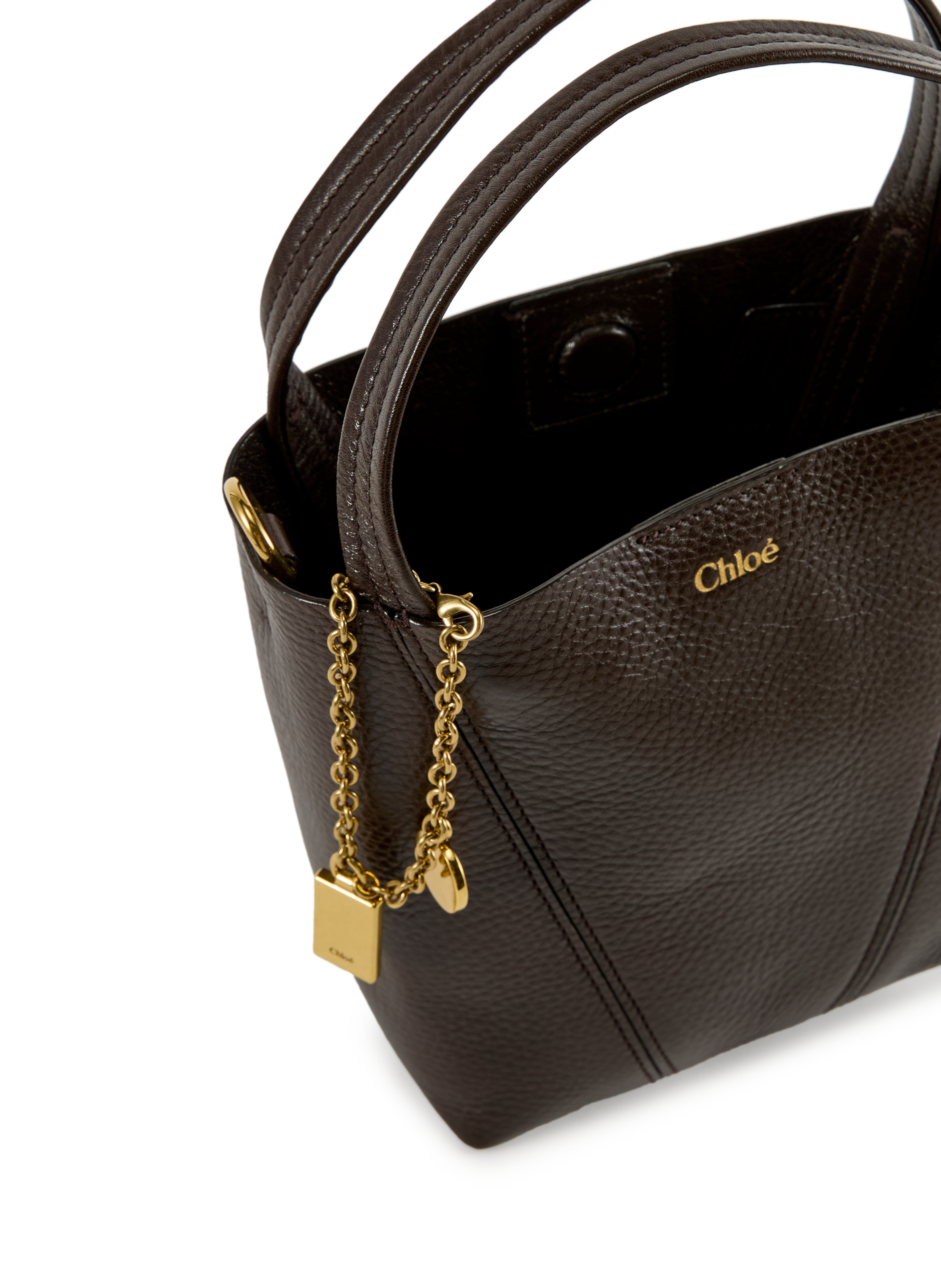 Sac à main Spin en cuir de veau CHLOÉ Marron