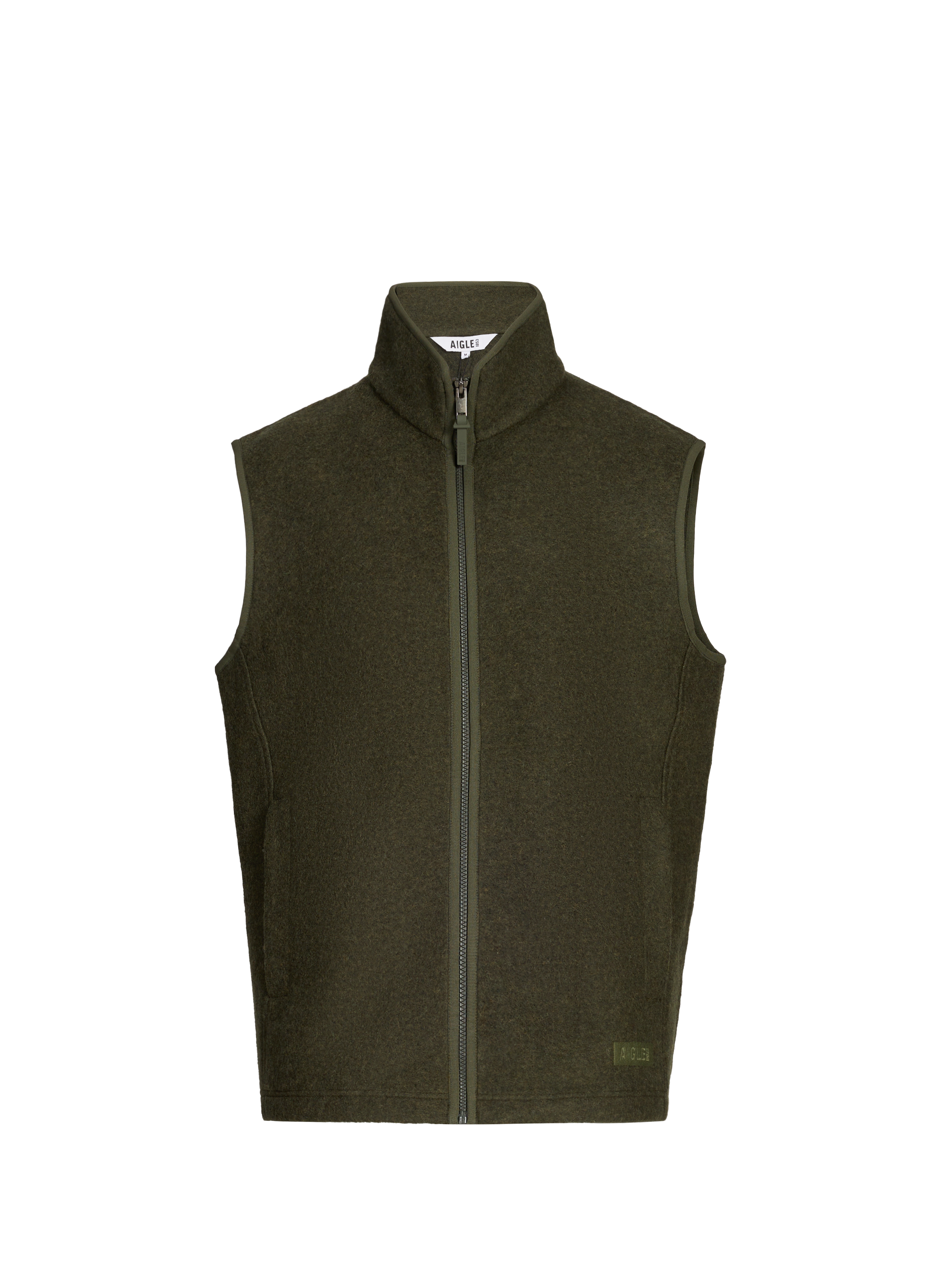 Sleeveless puffer jacket with high collar Khaki by AIGLE AIGLE Sleeveless puffer jacket with high collar Khaki