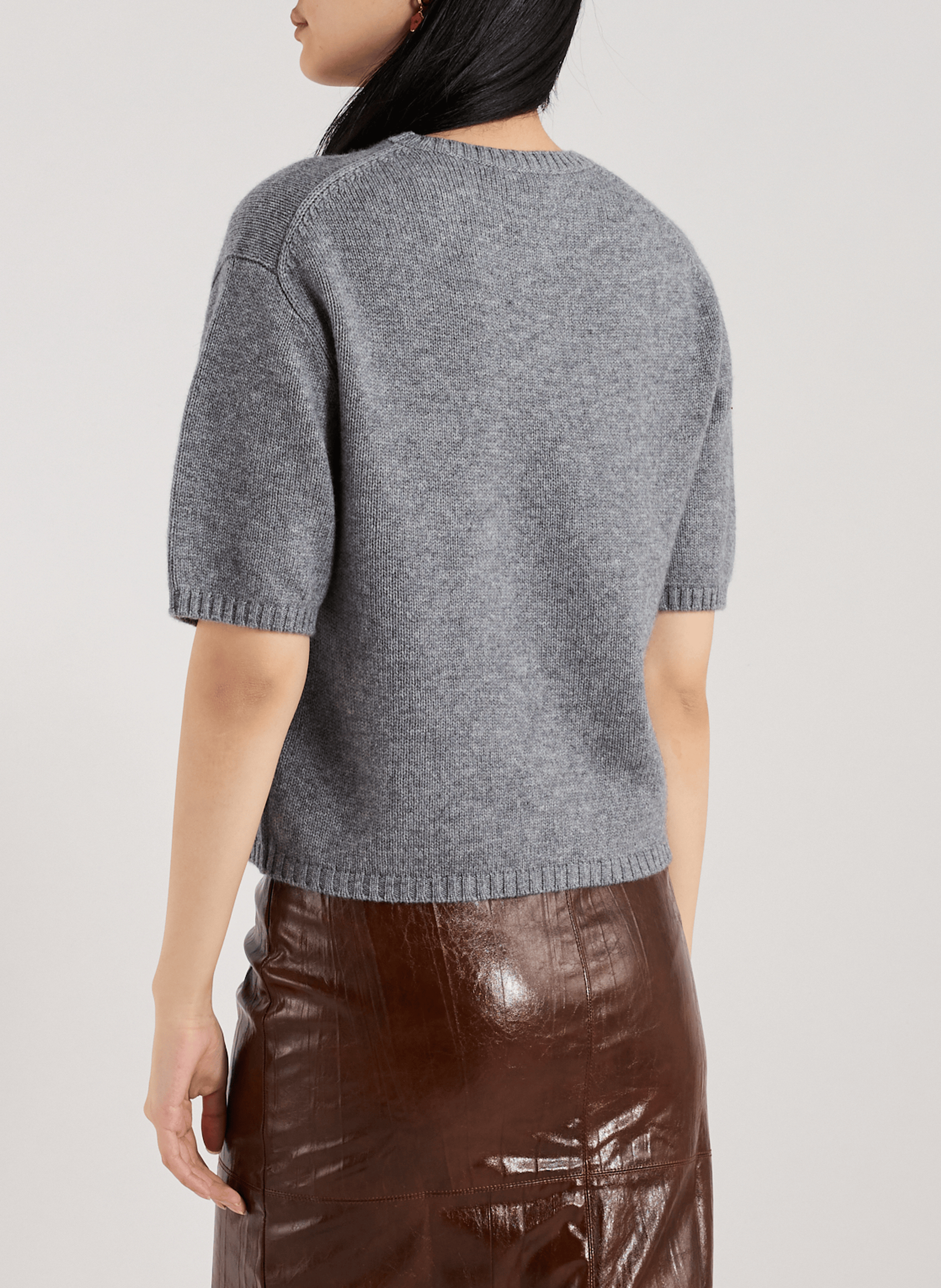 Round neck t-shirt in wool and cashmere ALMADA Grey