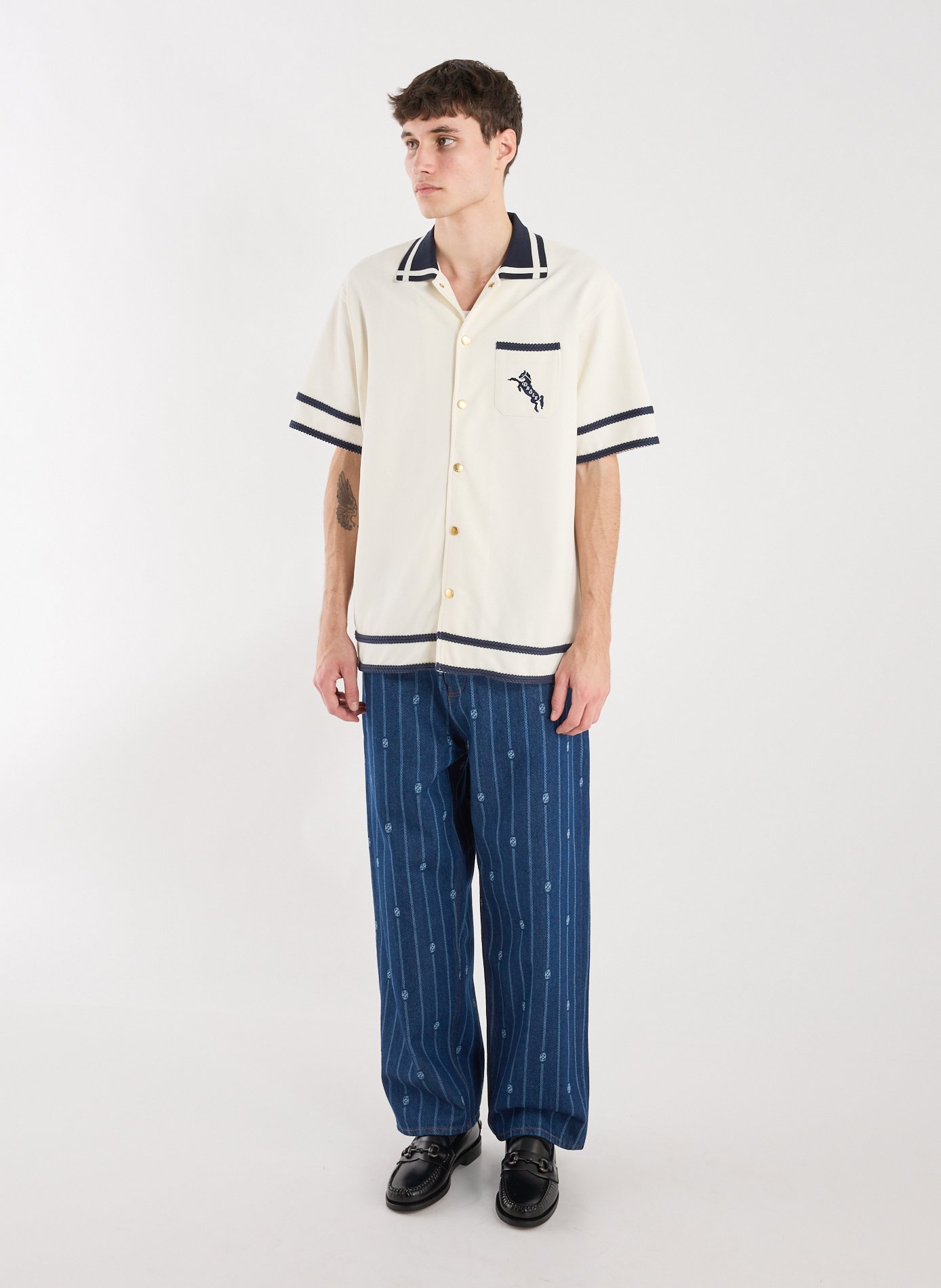 The Embroidered Horse Shirt DROLE DE MONSIEUR Beige