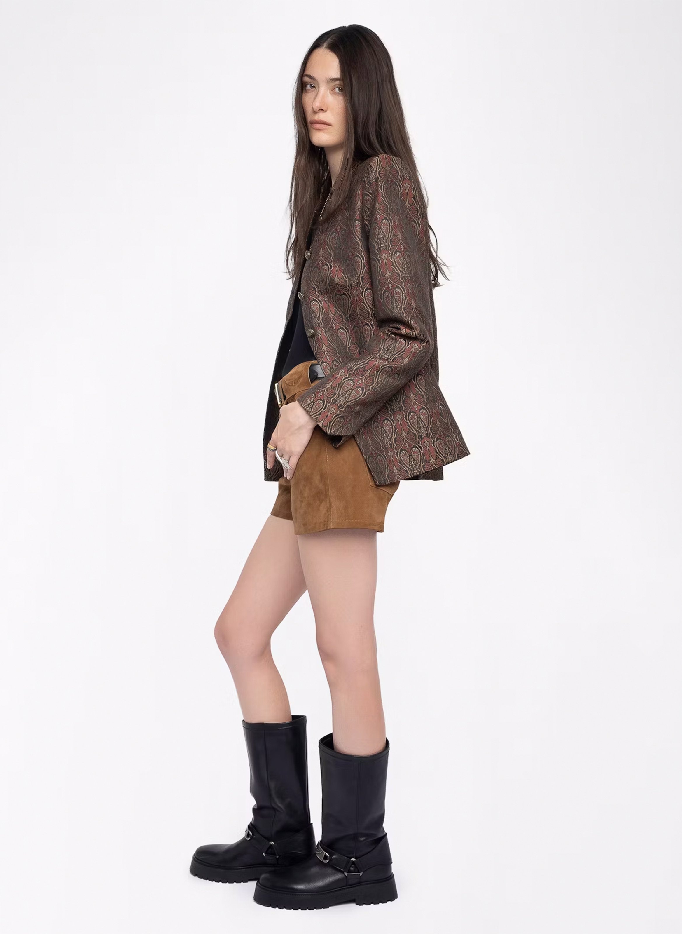 Short en cuir velours sadys ZADIG&VOLTAIRE Marron