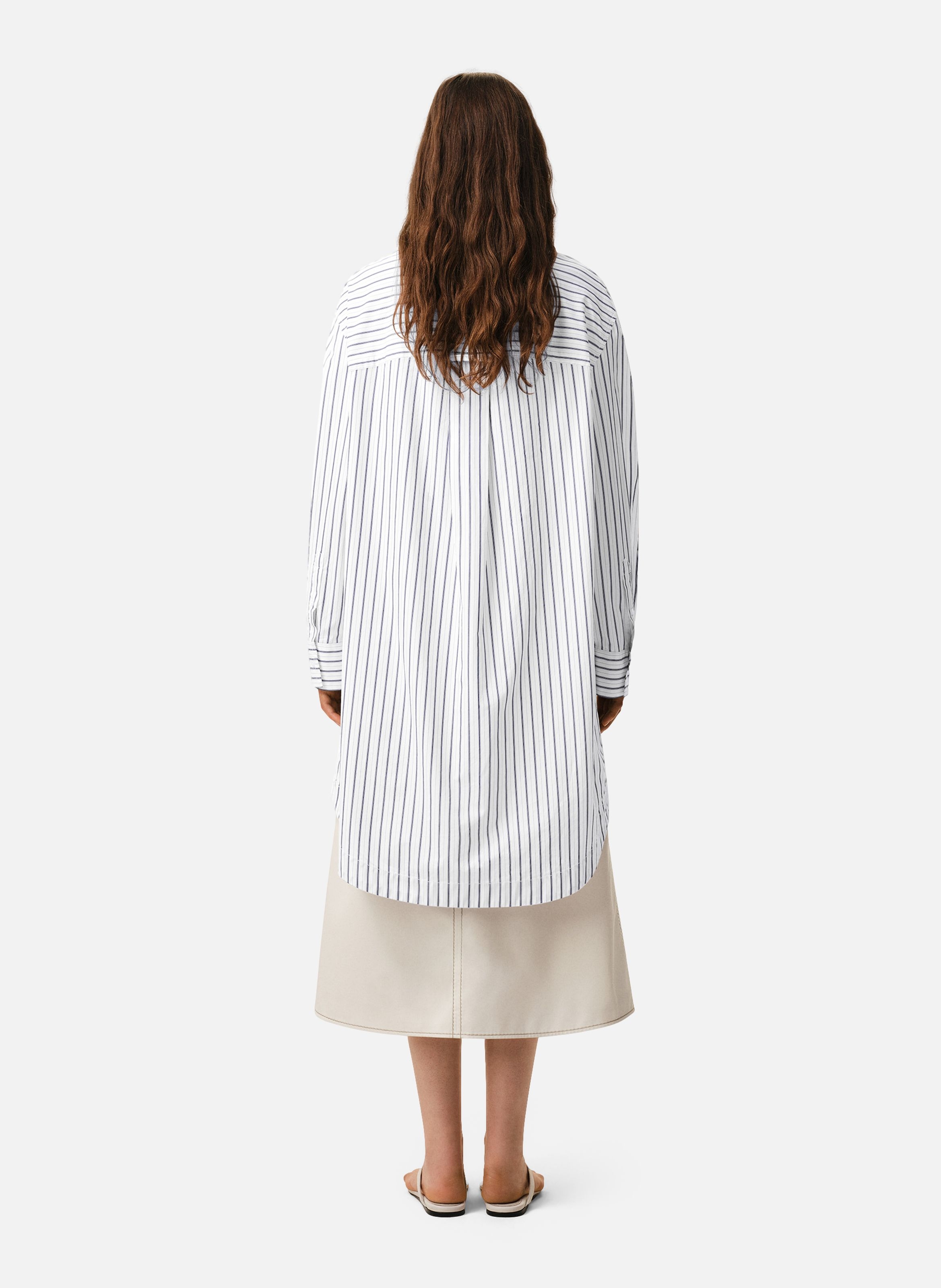 Chemise rayée large ami de cœur unisexe en coton AMI PARIS Blanc