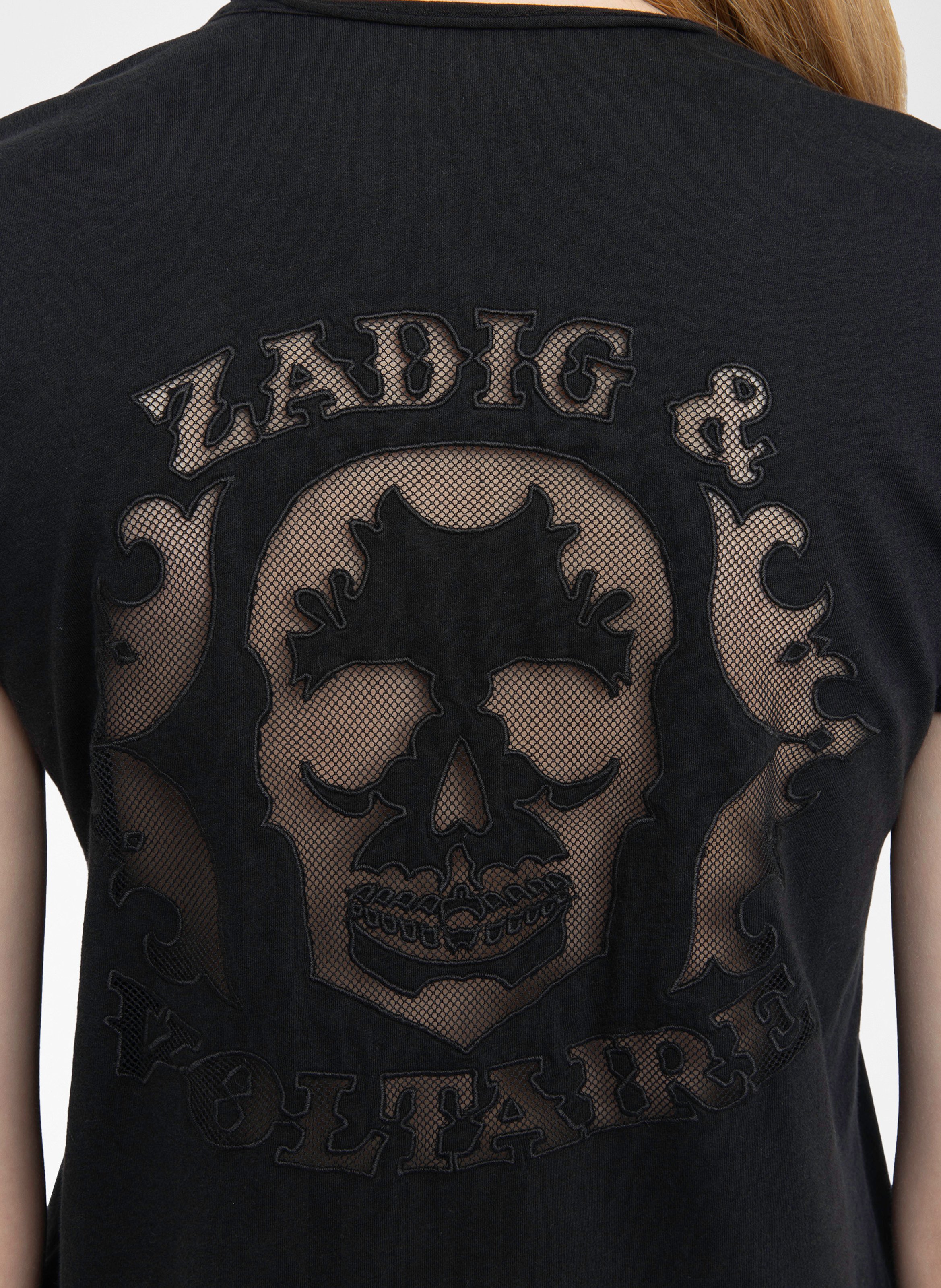 Tee-shirt droit col v motif dos story ZADIG&VOLTAIRE Noir