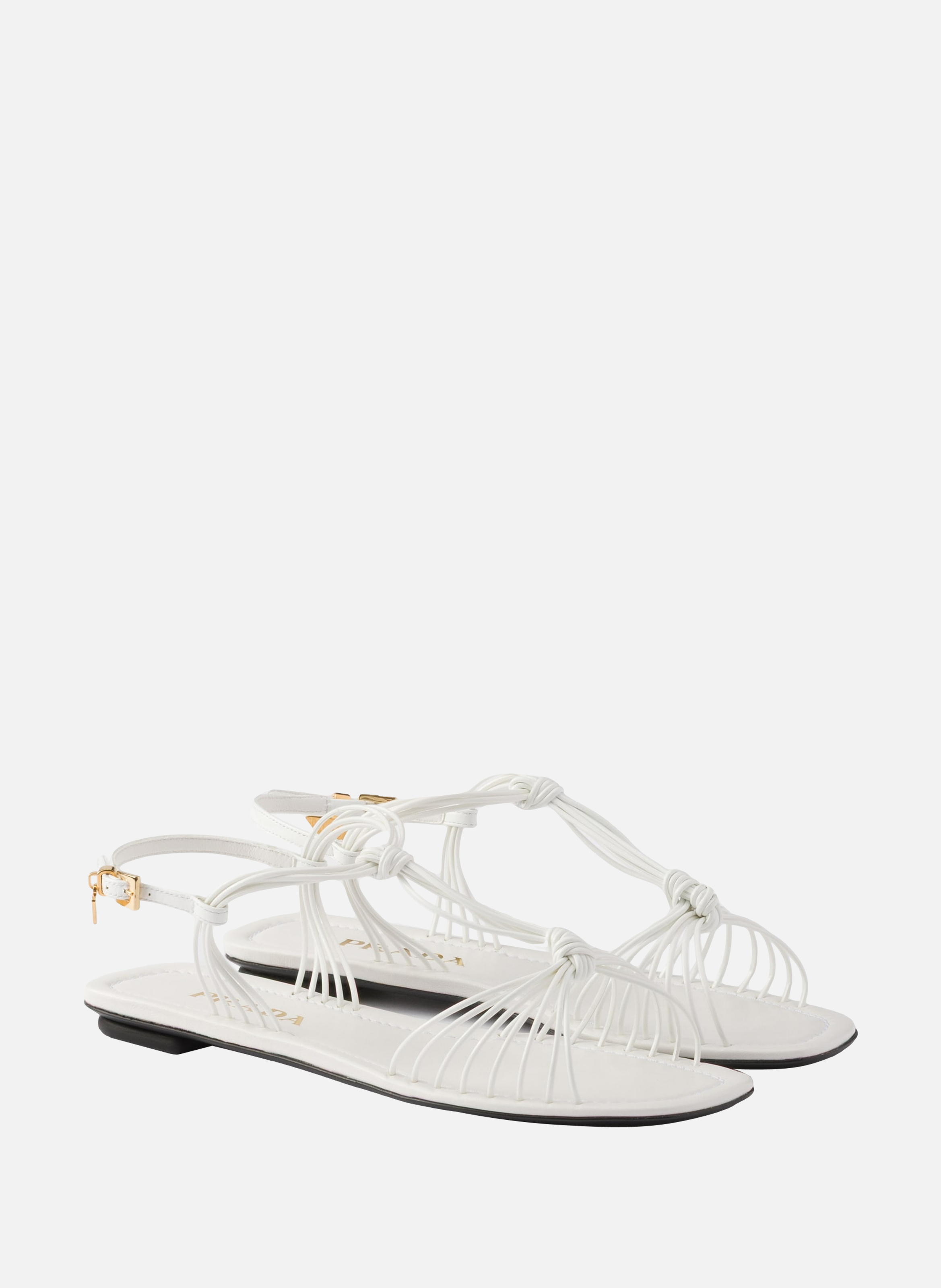 Sandales en cuir verni PRADA Blanc
