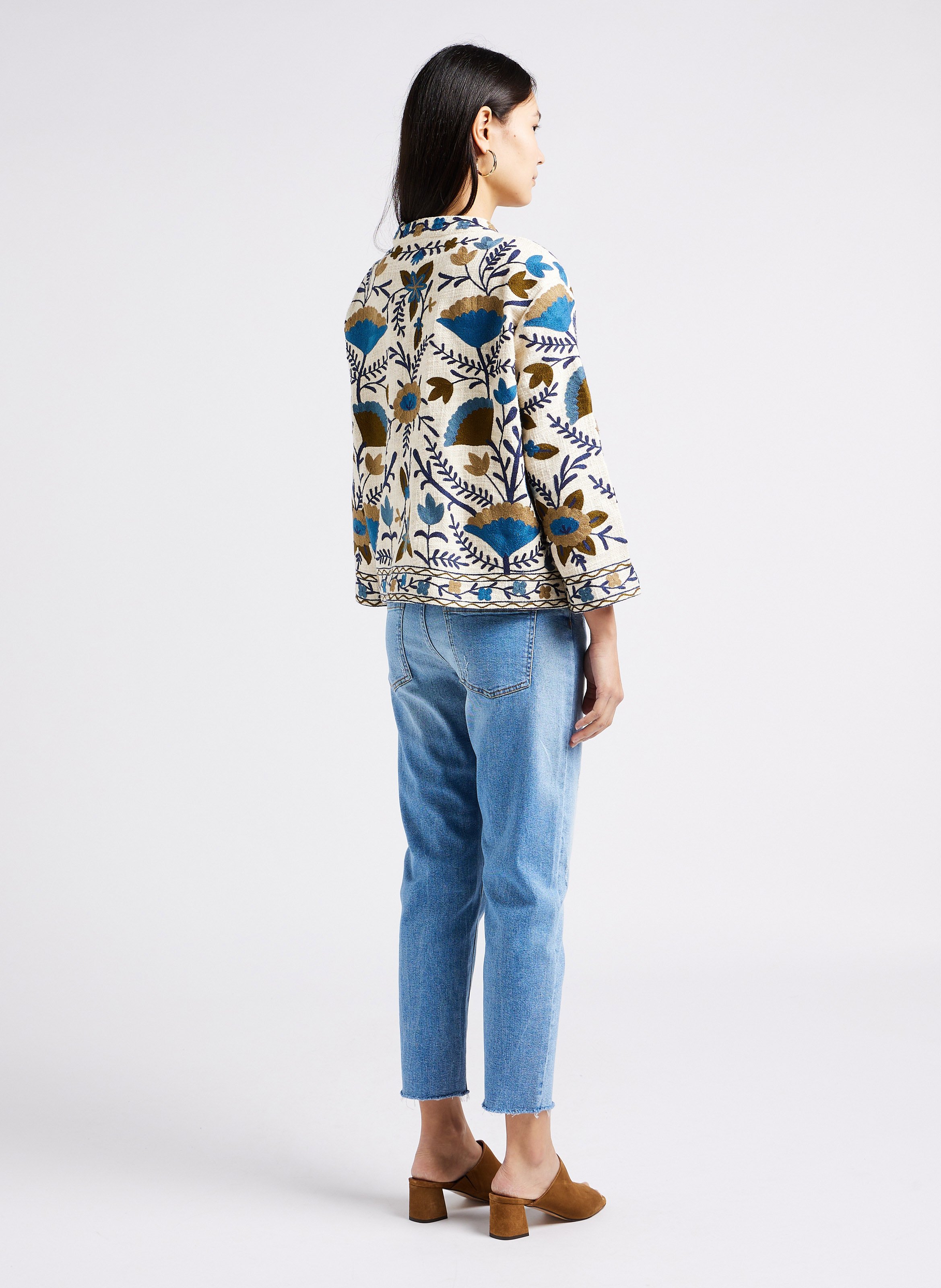 Chemisier col rond broderie florale camomille MAISON 123 Blanc