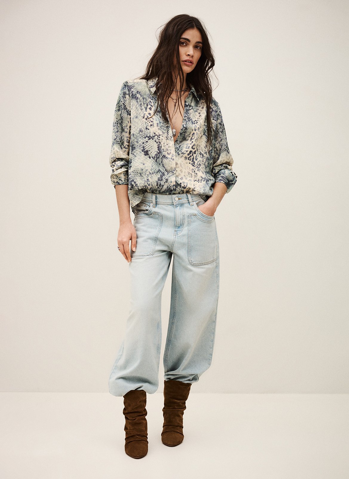 Chemise droite col classique imprimée cornelia BA&SH Bleu