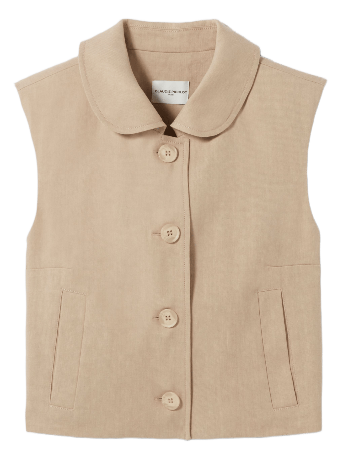 Veste droite col classique en lin et coton mélangé CLAUDIE PIERLOT Beige
