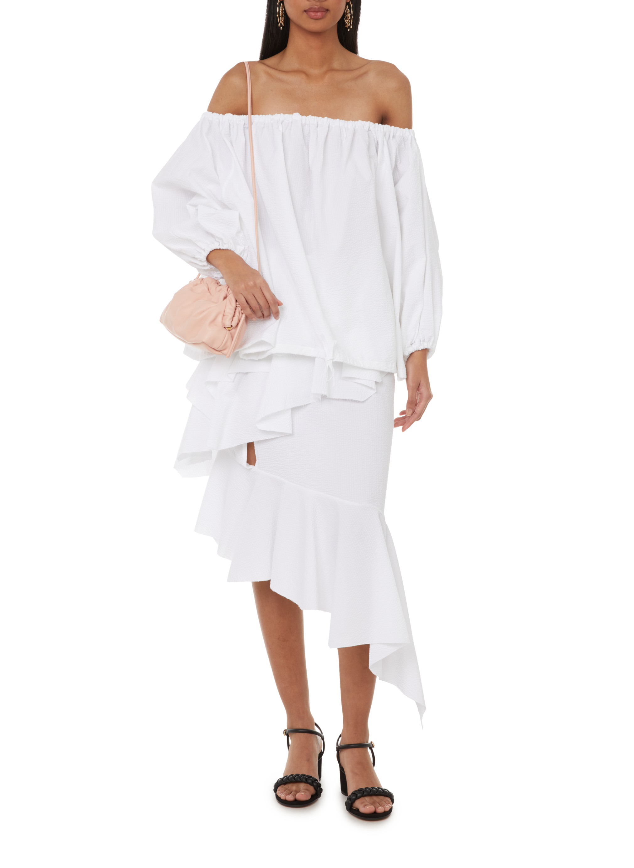 Cotton puff sleeve top MARQUES ALMEIDA White