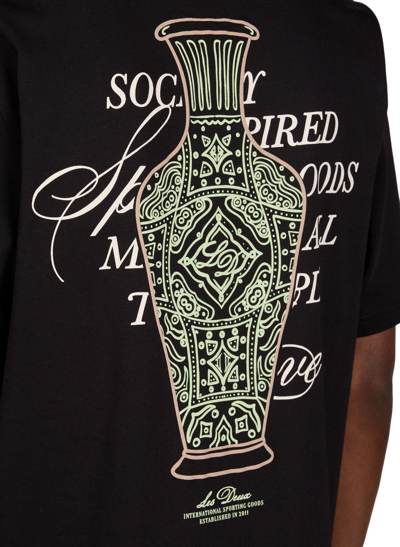 Printed Ben Faience T-shirt in organic cotton LES DEUX Black